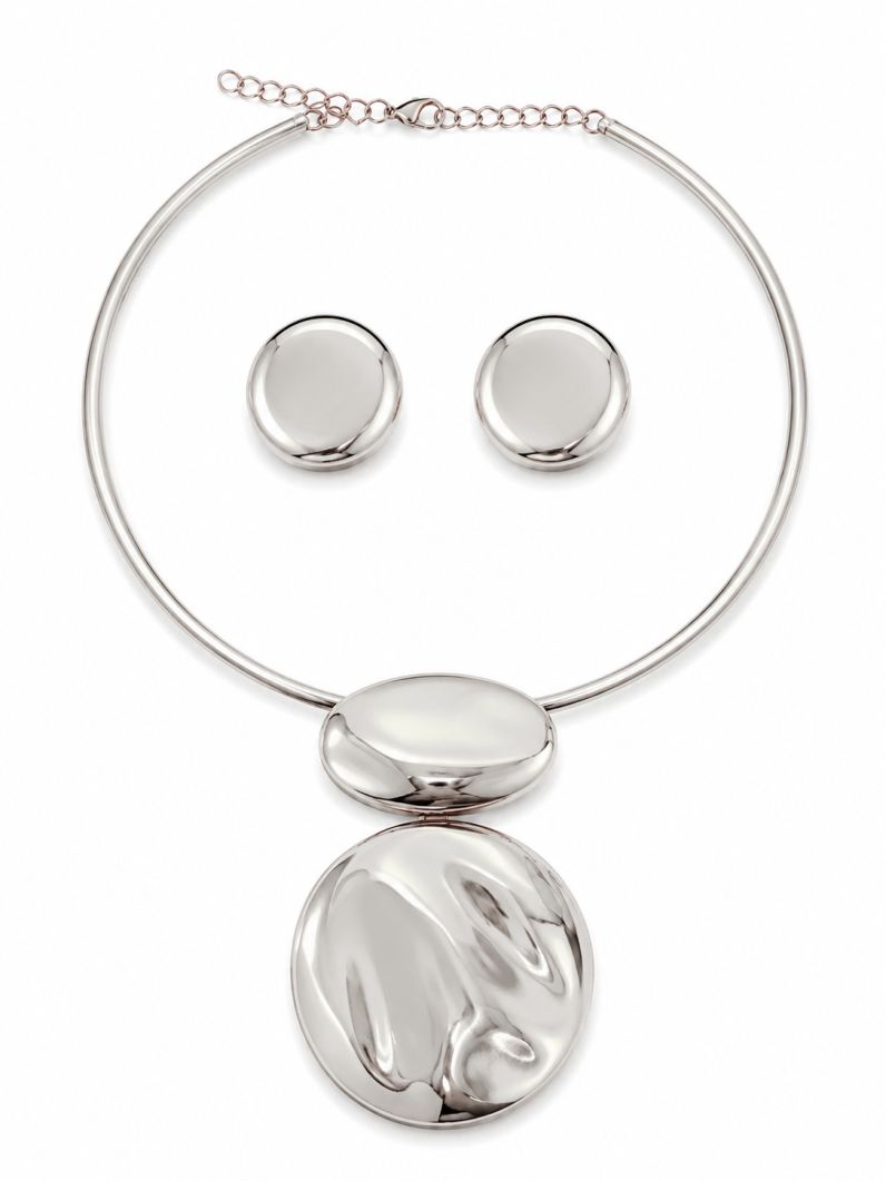 Conjunto Choker e Brinco Folheado a Ouro 18k e Prata Lisos