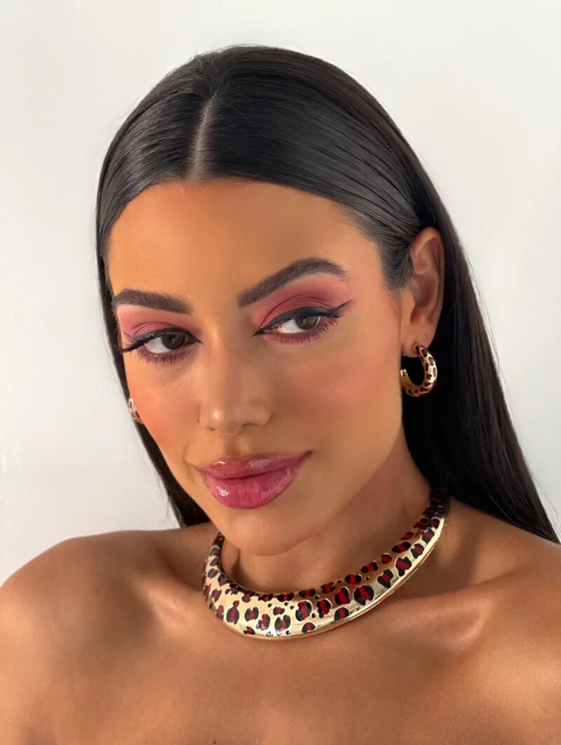 conjunto choker e brinco folheado a ouro e prata designer onça