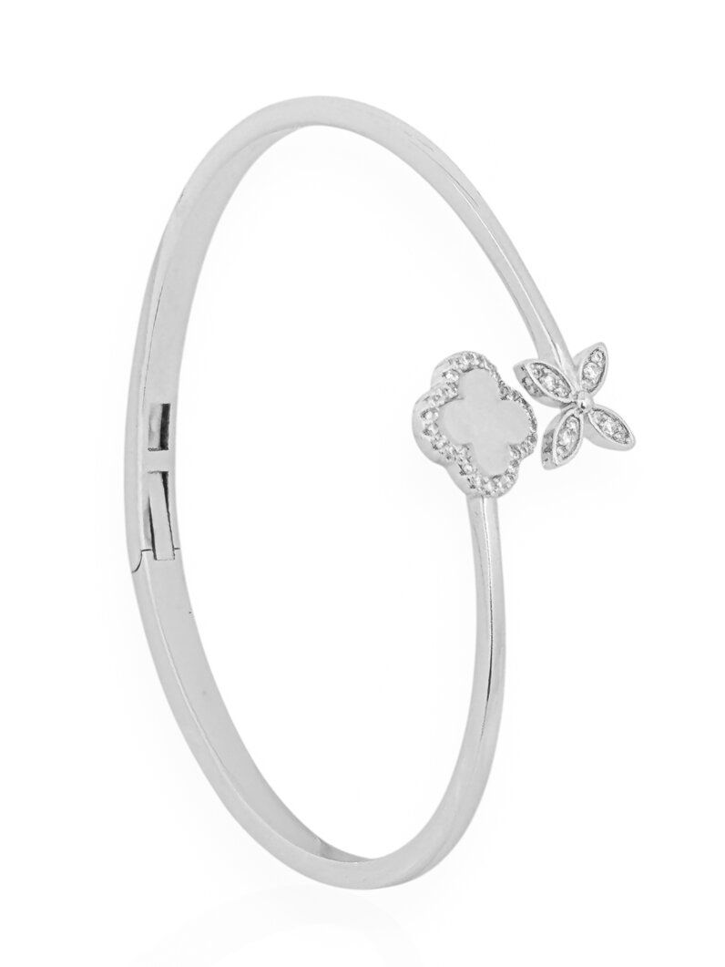 Bracelete Folheado a Ouro 18k e Prata 925 Aro com Inspiração Virginia e Flor