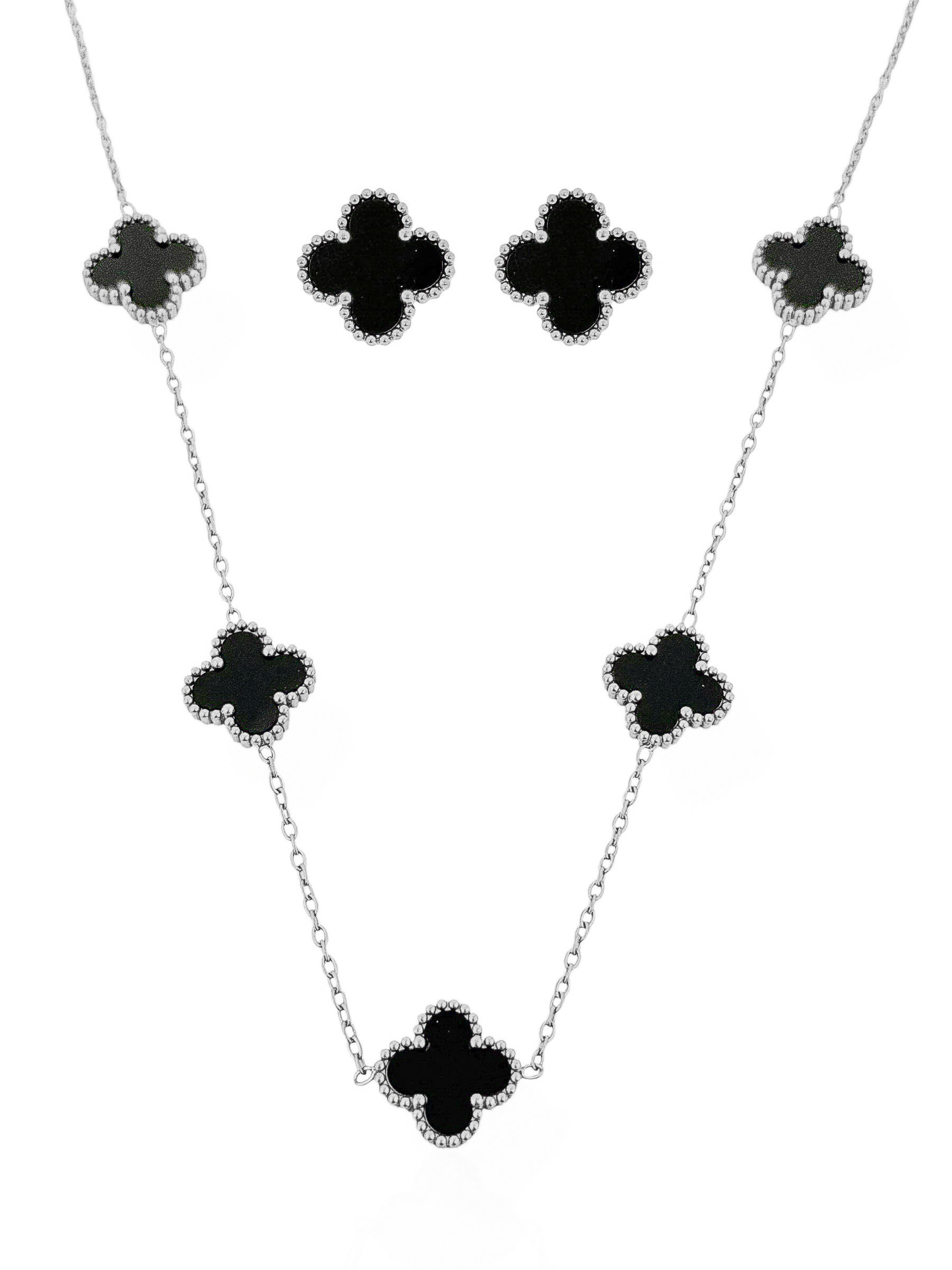 Conjunto Colar e Brinco Aço Inoxidável Folheado a Ouro 18k e Prata Com Inspiração Vg. Resinado