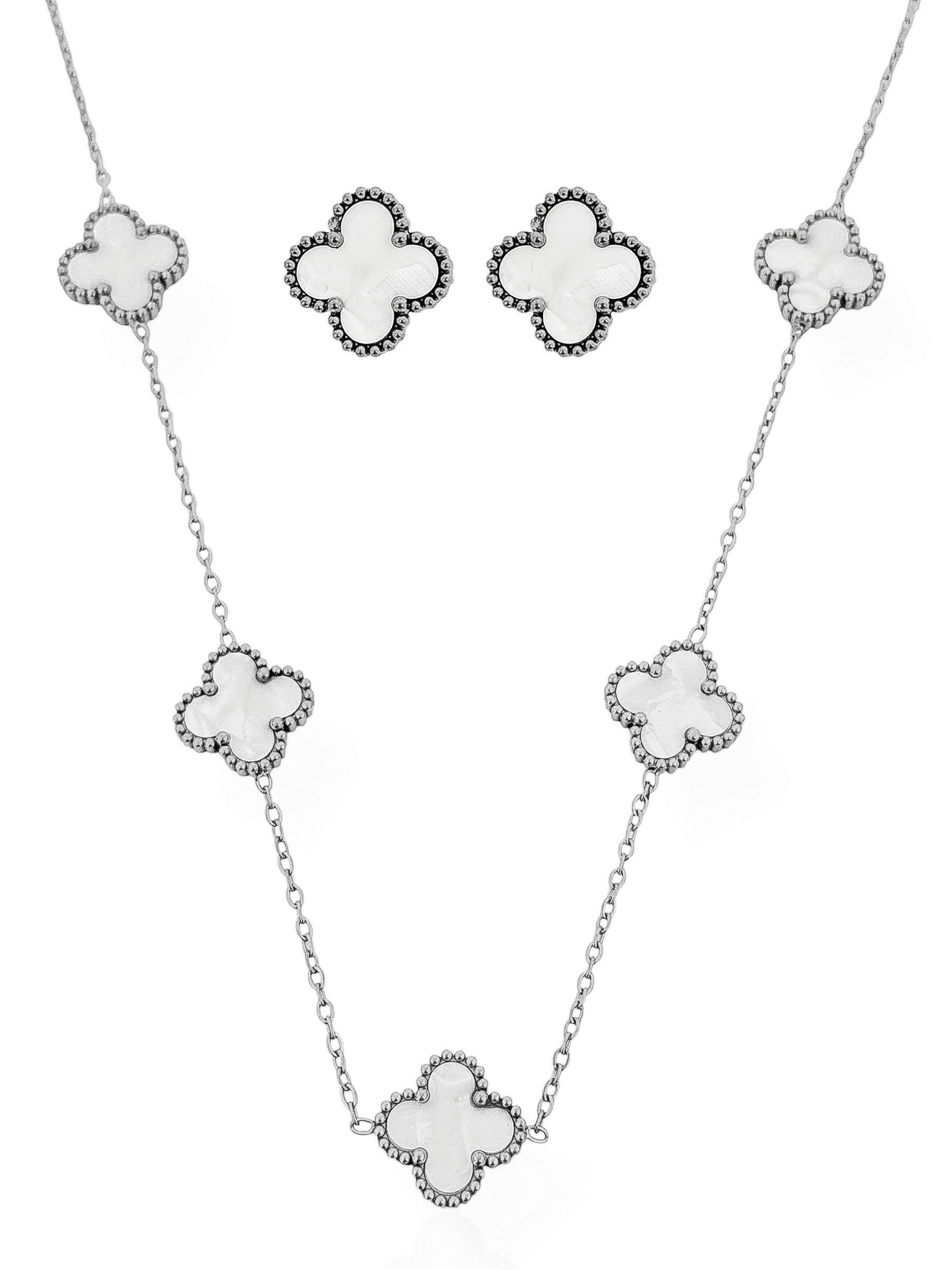 Conjunto Colar e Brinco Aço Inoxidável Folheado a Ouro 18k e Prata Com Inspiração Vg. Resinado