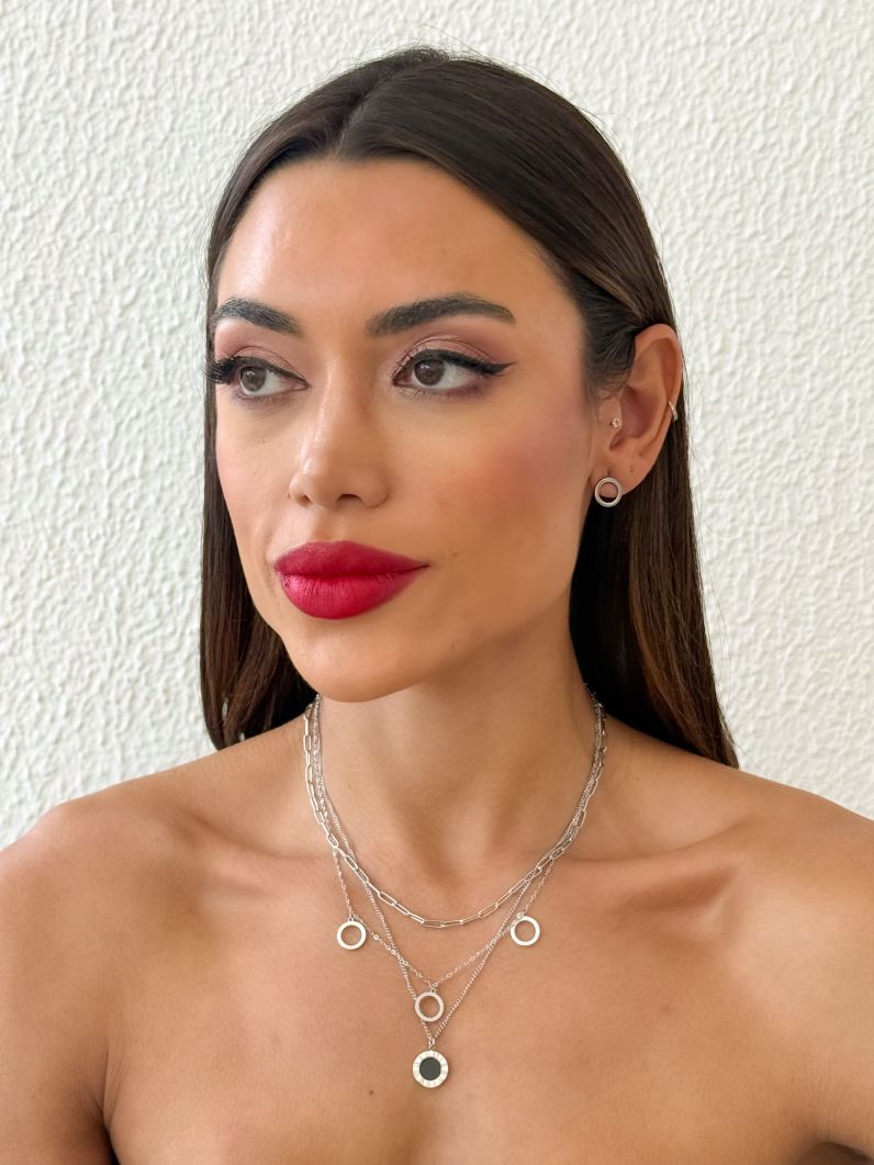 Conjunto Colar e Brinco Aço Inoxidável Folheado a Ouro 18k e Prata Inspiração Grandes Marcas