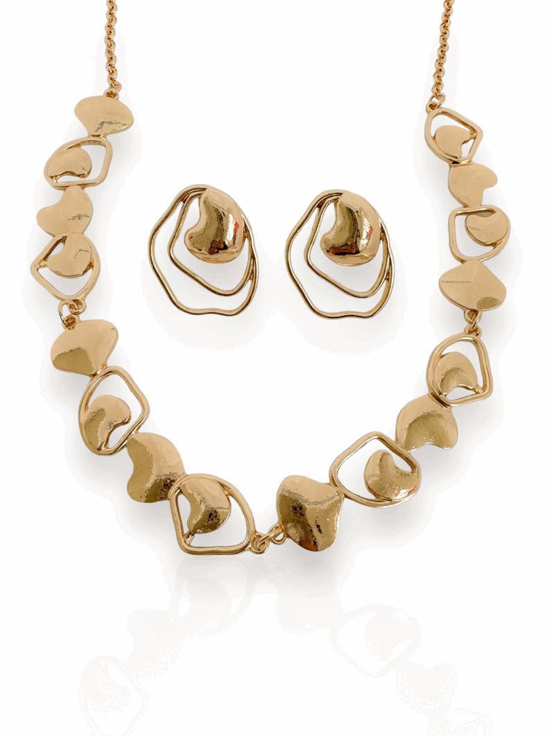 Conjunto Colar e Brinco Folheado a Ouro 18k e Prata Laura