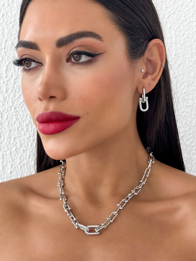 Conjunto Colar e Brinco Folheado a Ouro 18k e Prata 925 Inspiração Grandes Joalheria