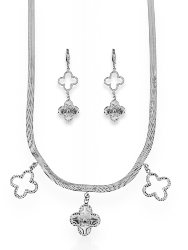 Conjunto Colar e Brinco Folheado a Ouro 18k e Prata 925 Inspiração Virginia Vazado e Texturizado