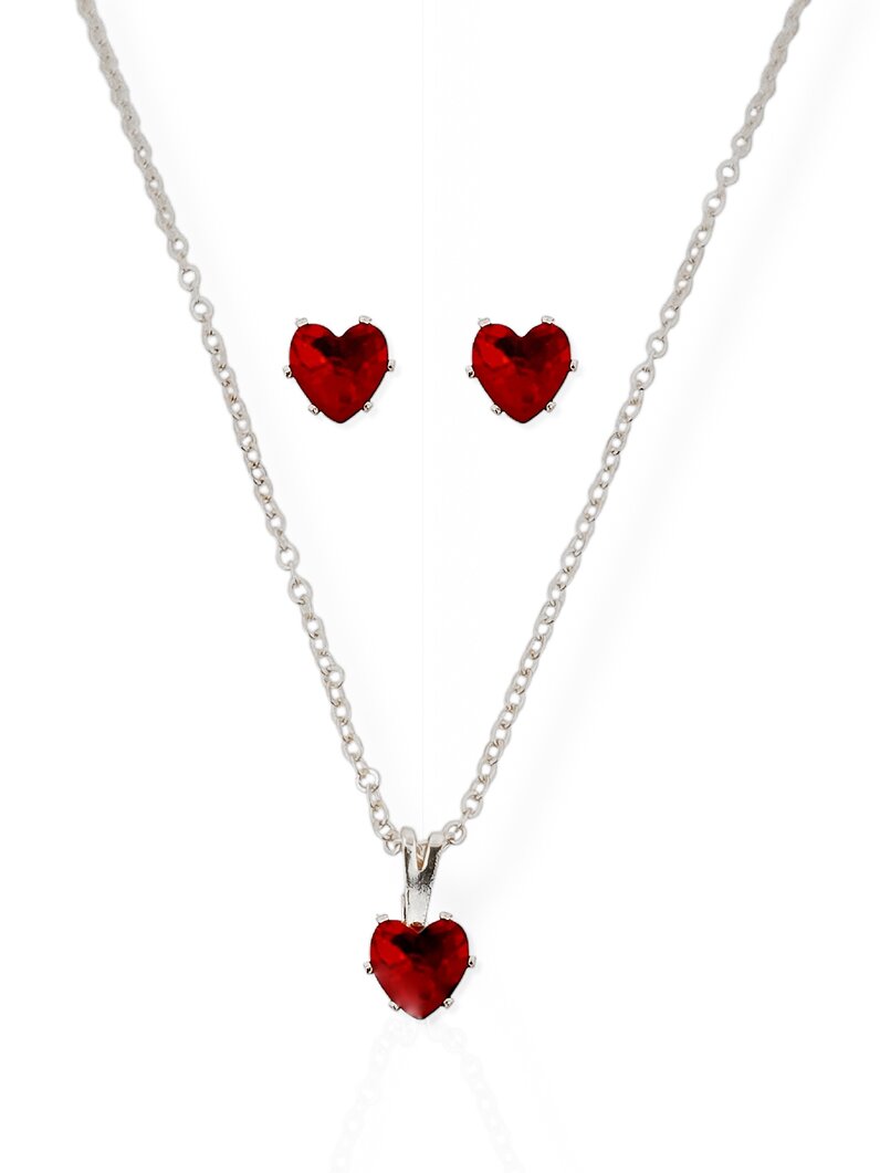 Conjunto Colar e Brinco Folheado a Ouro 18k e Prata 925 Ponto de Luz Coração