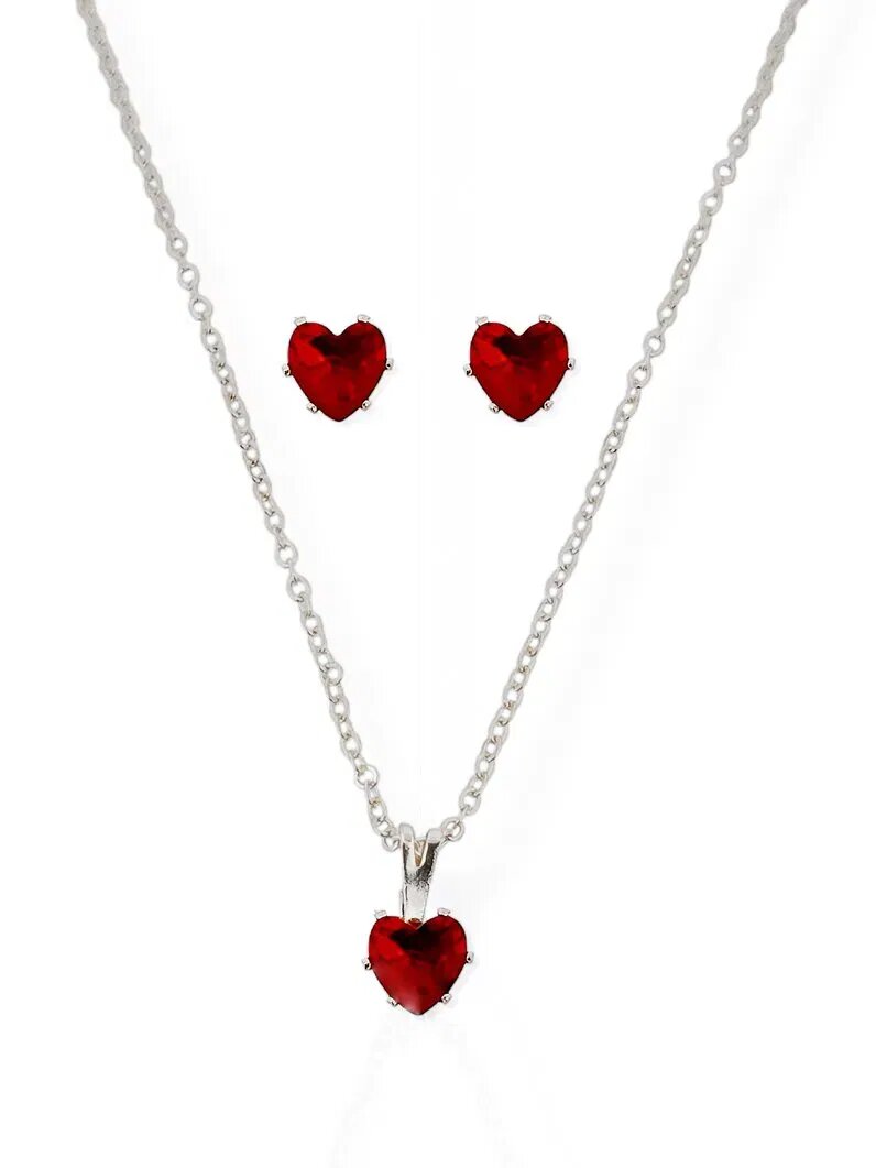 Conjunto Colar e Brinco Folheado a Ouro 18k e Prata 925 Ponto de Luz Coração