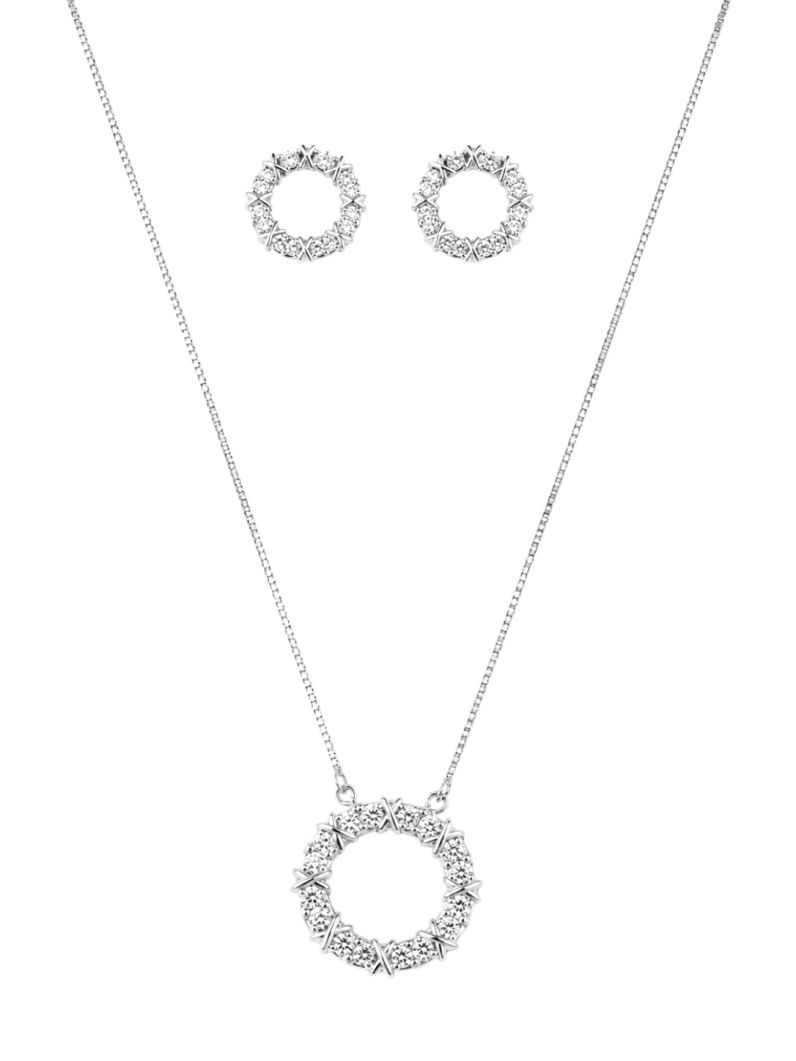 Conjunto Colar e Brinco Folheado a Ouro 18k e Prata Anel Cravejado Inspi. Joalheria