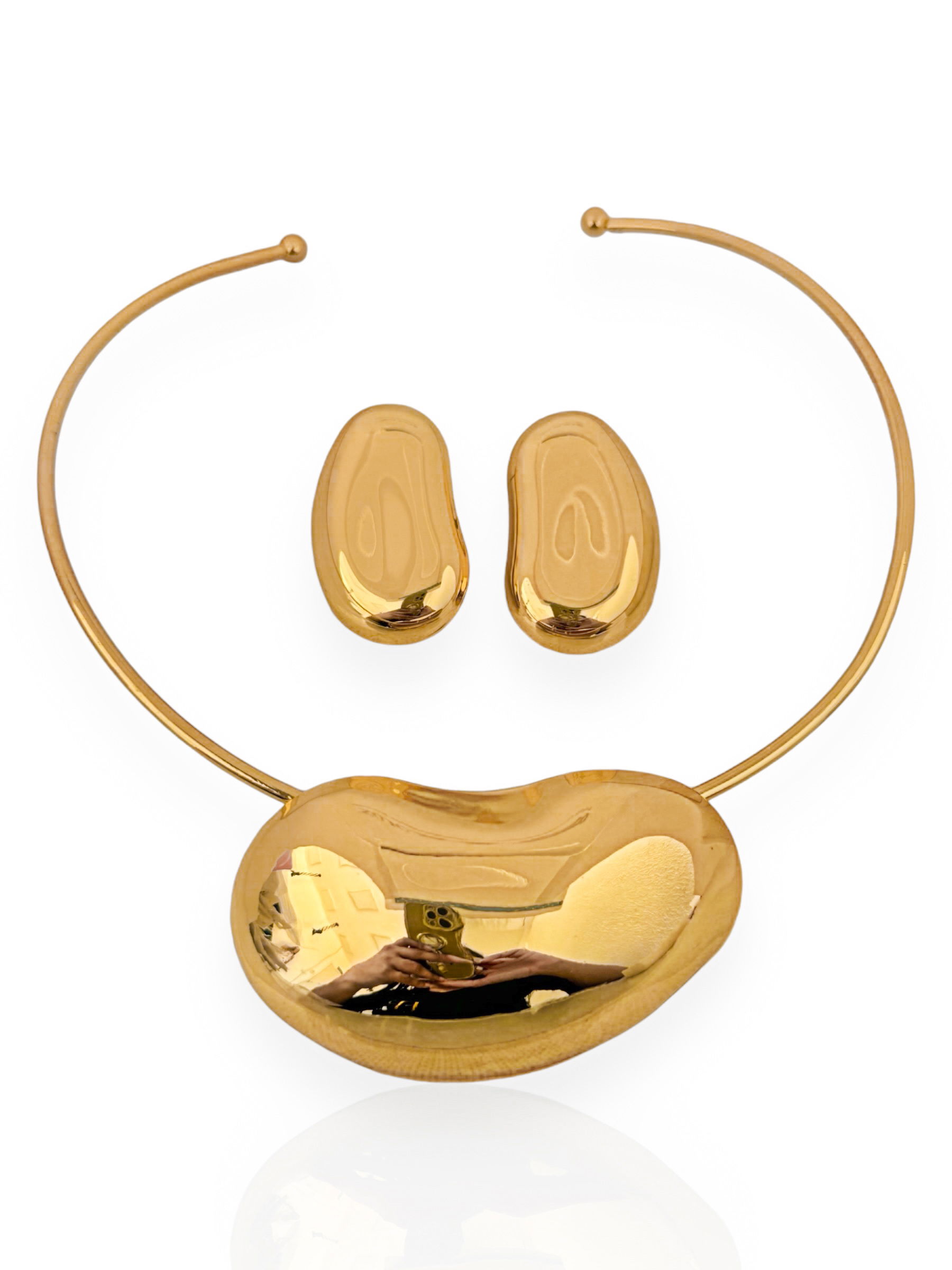 Conjunto Colar e Brinco Folheado a Ouro 18k e Prata Aro Fernanda
