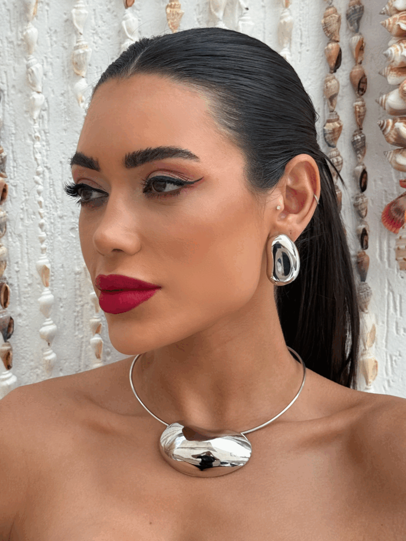 Conjunto Colar e Brinco Folheado a Ouro 18k e Prata Aro Fernanda
