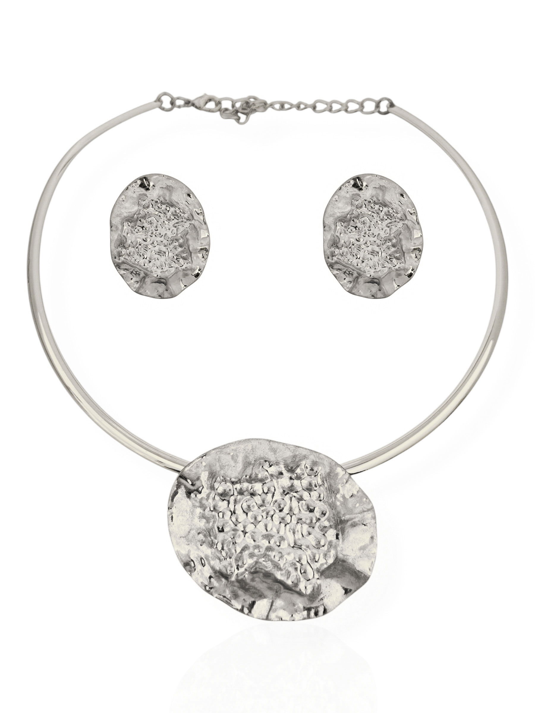 Conjunto Colar e Brinco Folheado a Ouro 18k e Prata Aro Martelado