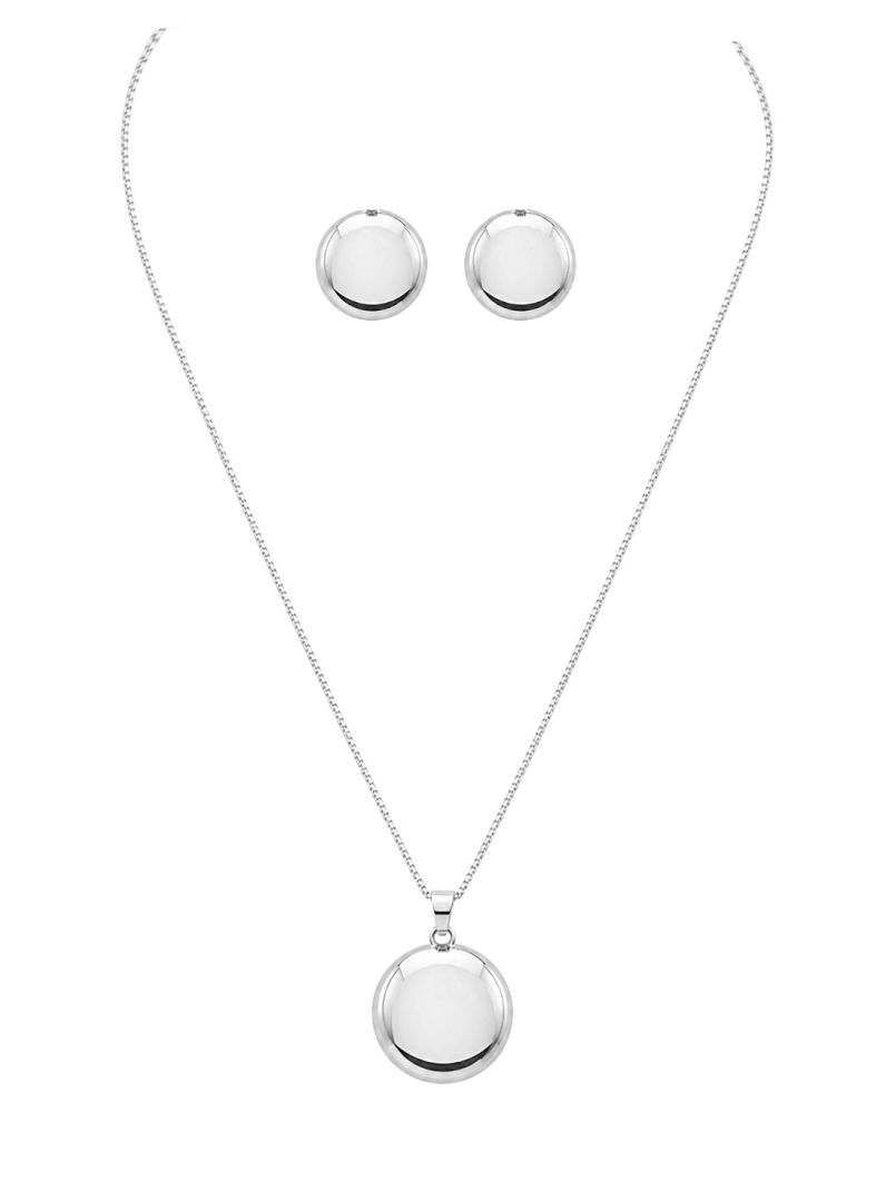 Conjunto Colar e Brinco Folheado a Ouro 18k e Prata Circulo Liso