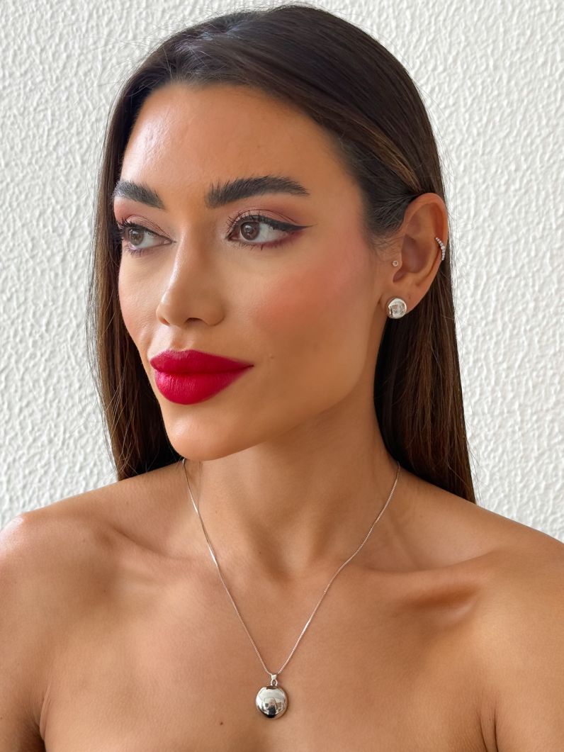 Conjunto Colar e Brinco Folheado a Ouro 18k e Prata Circulo Liso