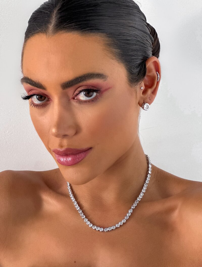 Conjunto Colar e Brinco Folheado a Ouro 18k e Prata Circulos de Zircônias