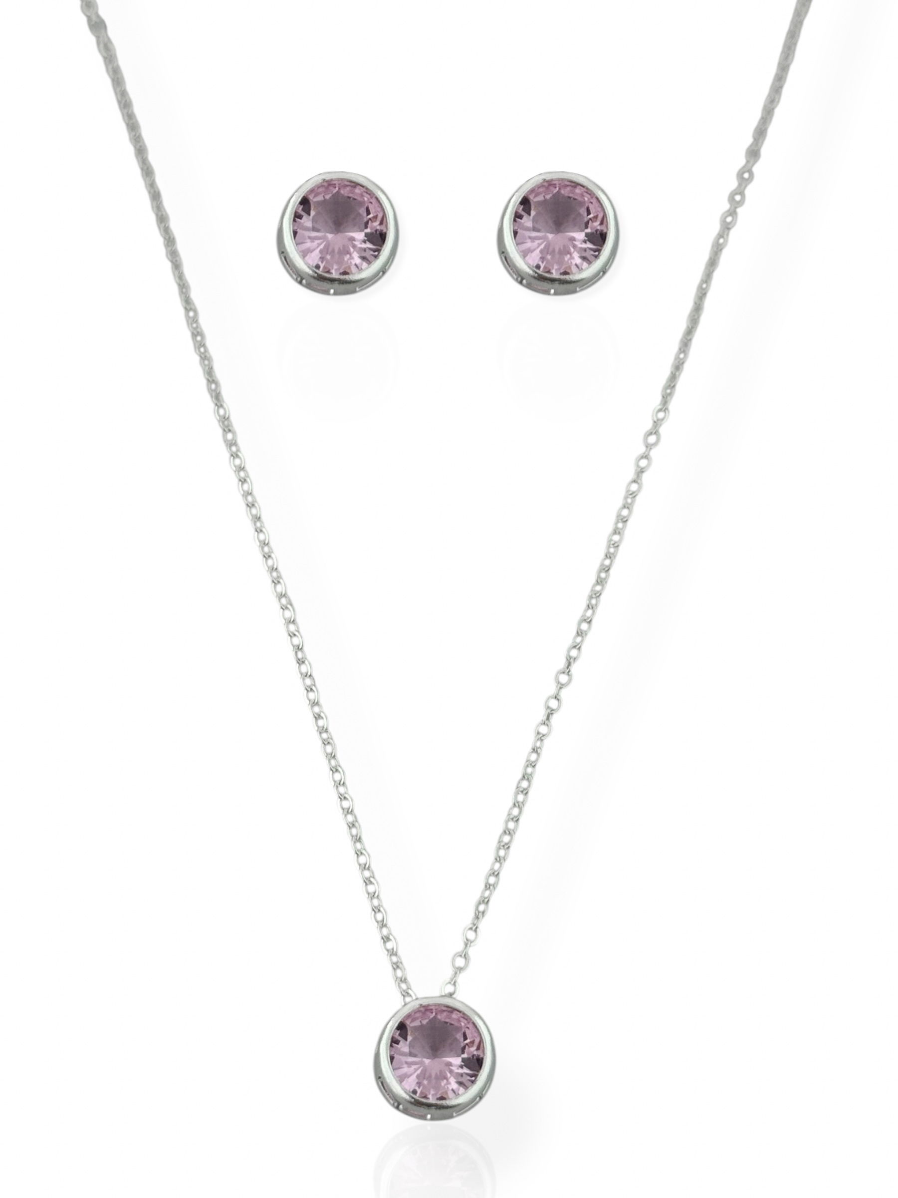 Conjunto Colar e Brinco Folheado a Ouro 18k e Prata Cristal Encapsulado