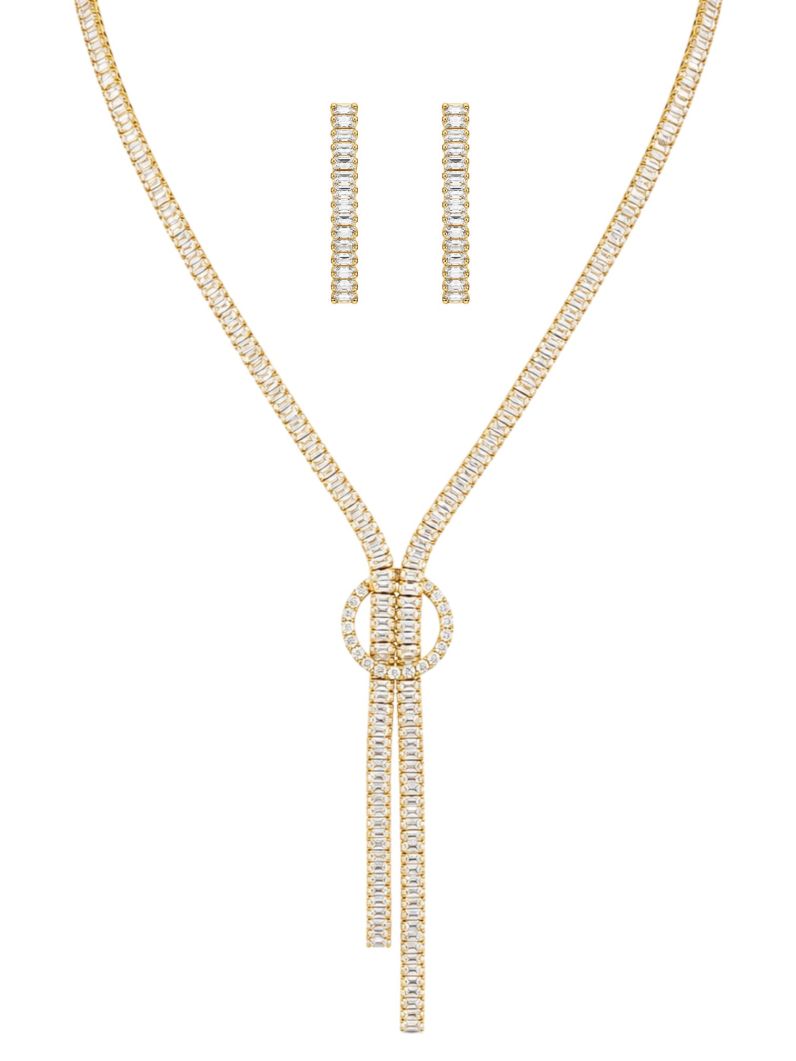 Conjunto Colar e Brinco Folheado a Ouro 18k e Prata Design Navetes