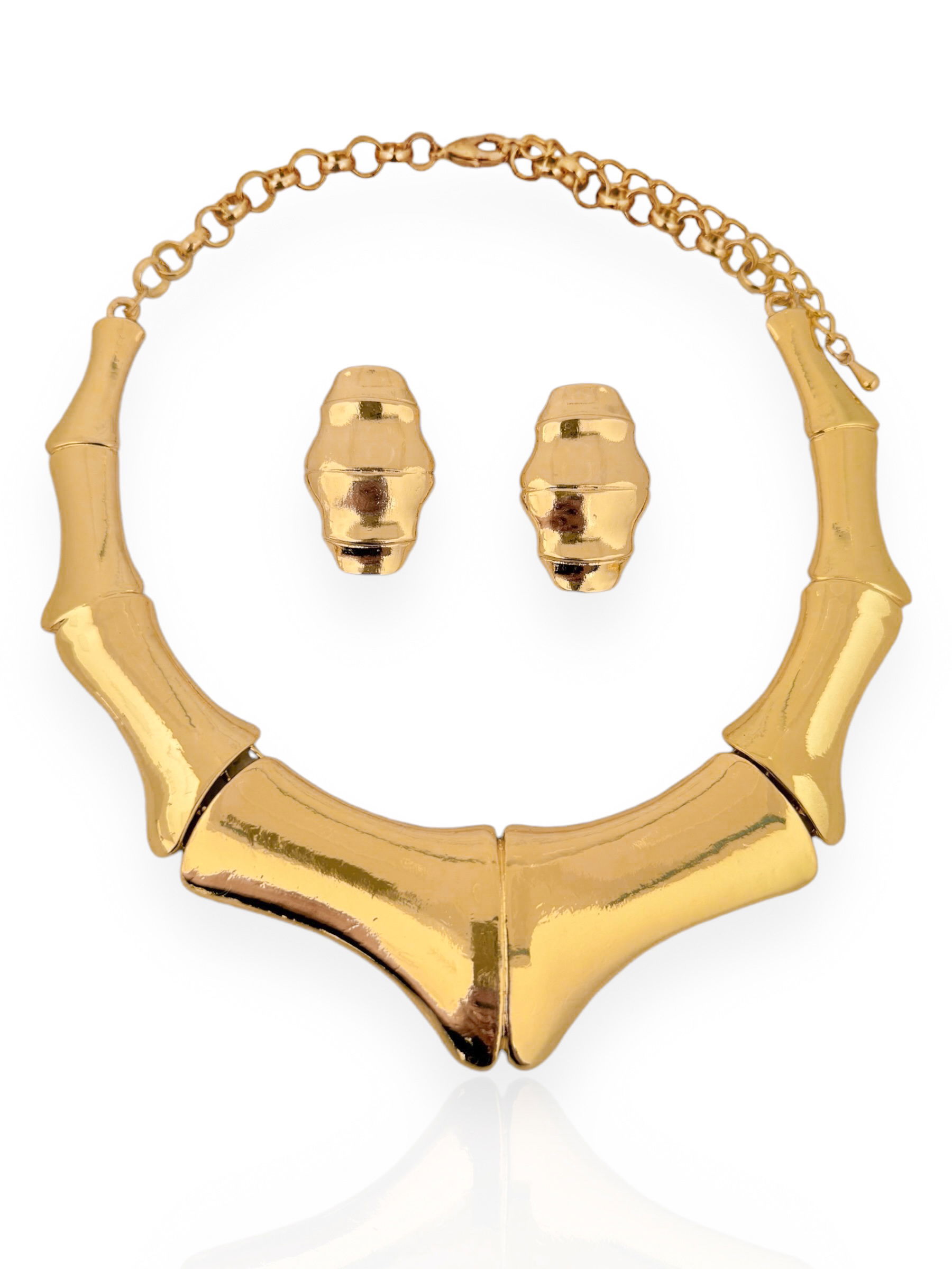 Conjunto Colar e Brinco Folheado a Ouro 18k e Prata Elena