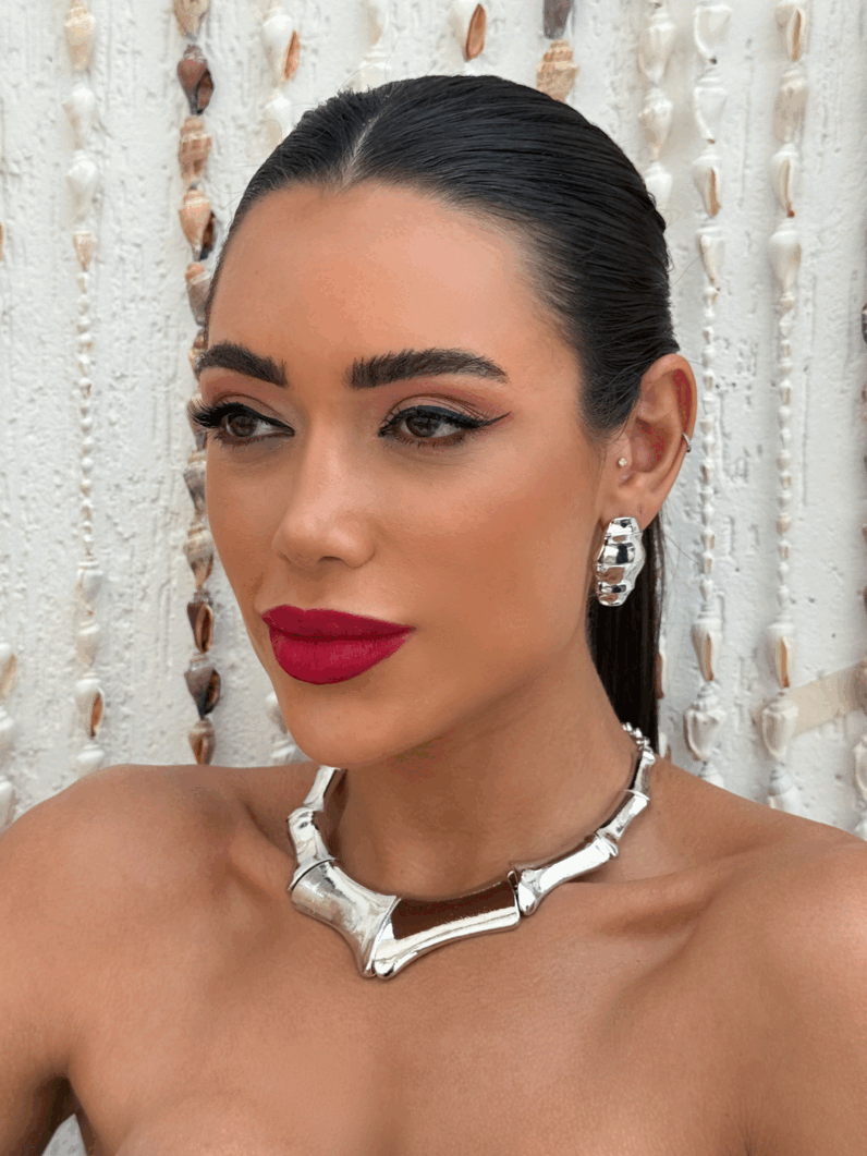 Conjunto Colar e Brinco Folheado a Ouro 18k e Prata Elena