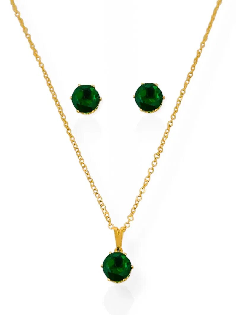 Conjunto Colar e Brinco Folheado a Ouro 18k e Prata Elo Mini Português Com Ponto De Luz