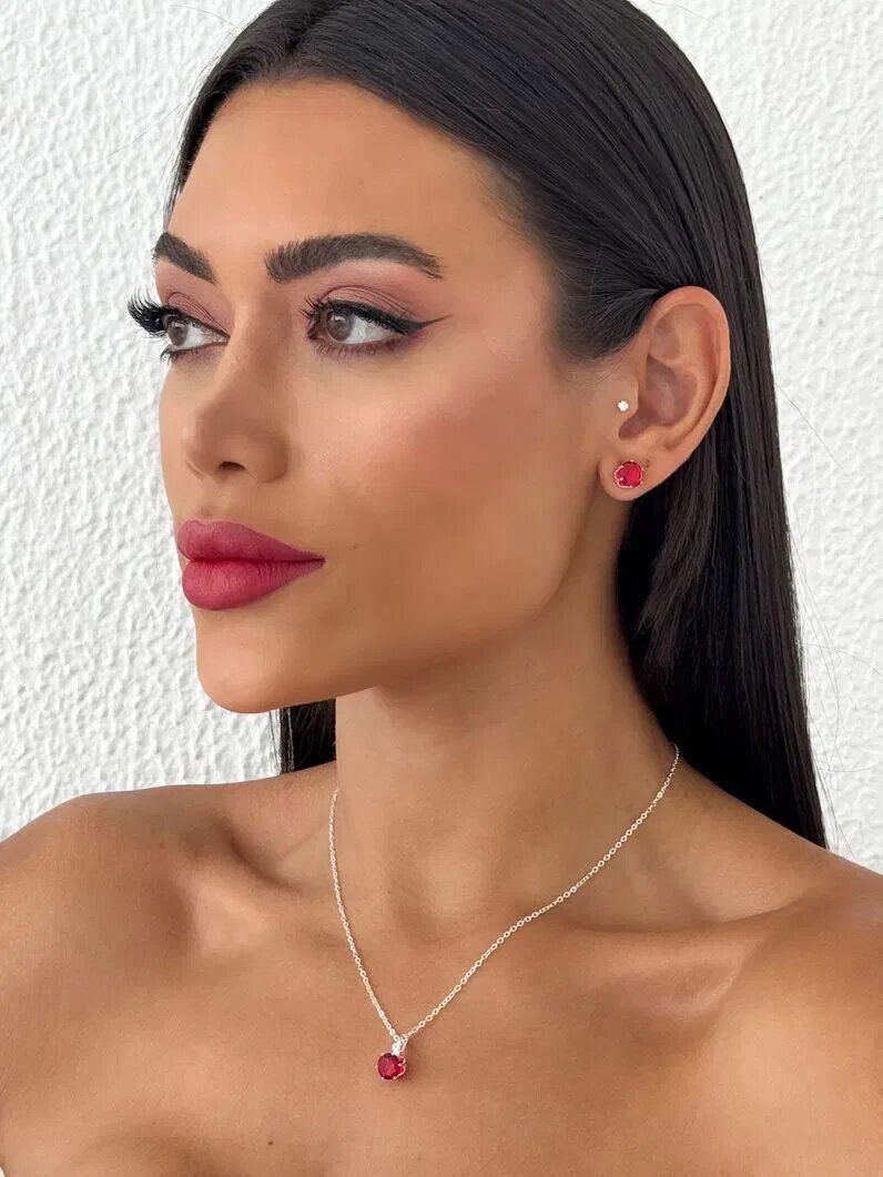 Conjunto Colar e Brinco Folheado a Ouro 18k e Prata Elo Mini Português Com Ponto De Luz