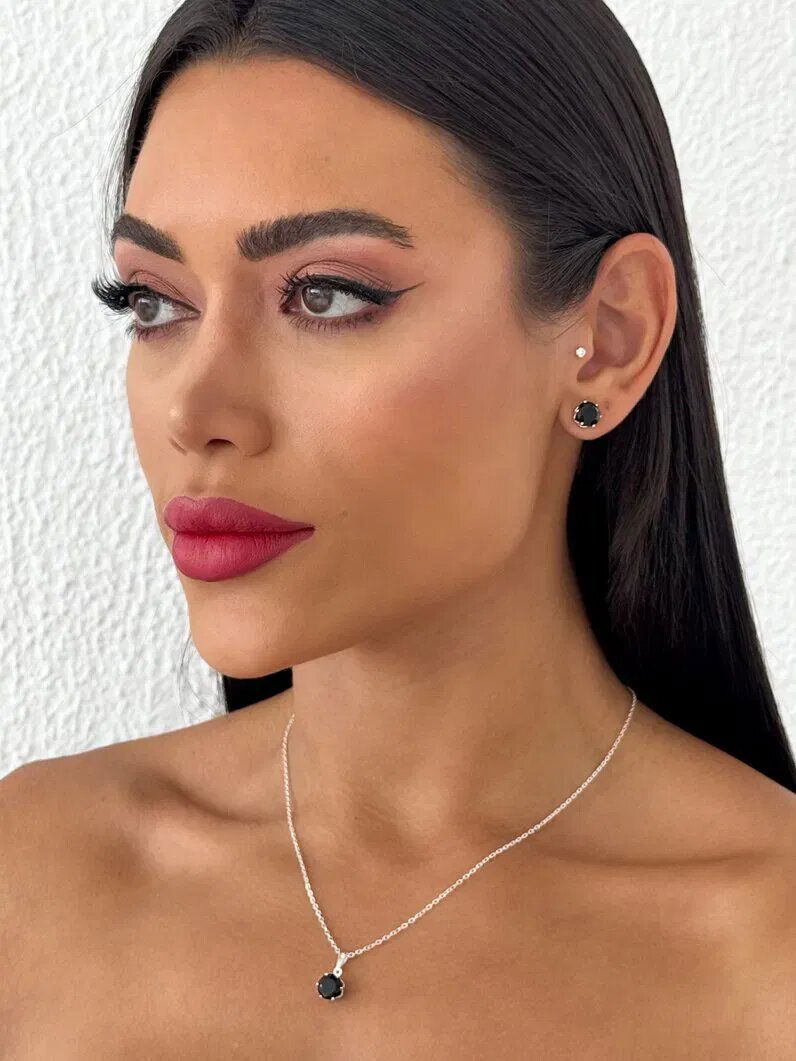 Conjunto Colar e Brinco Folheado a Ouro 18k e Prata Elo Mini Português Com Ponto De Luz