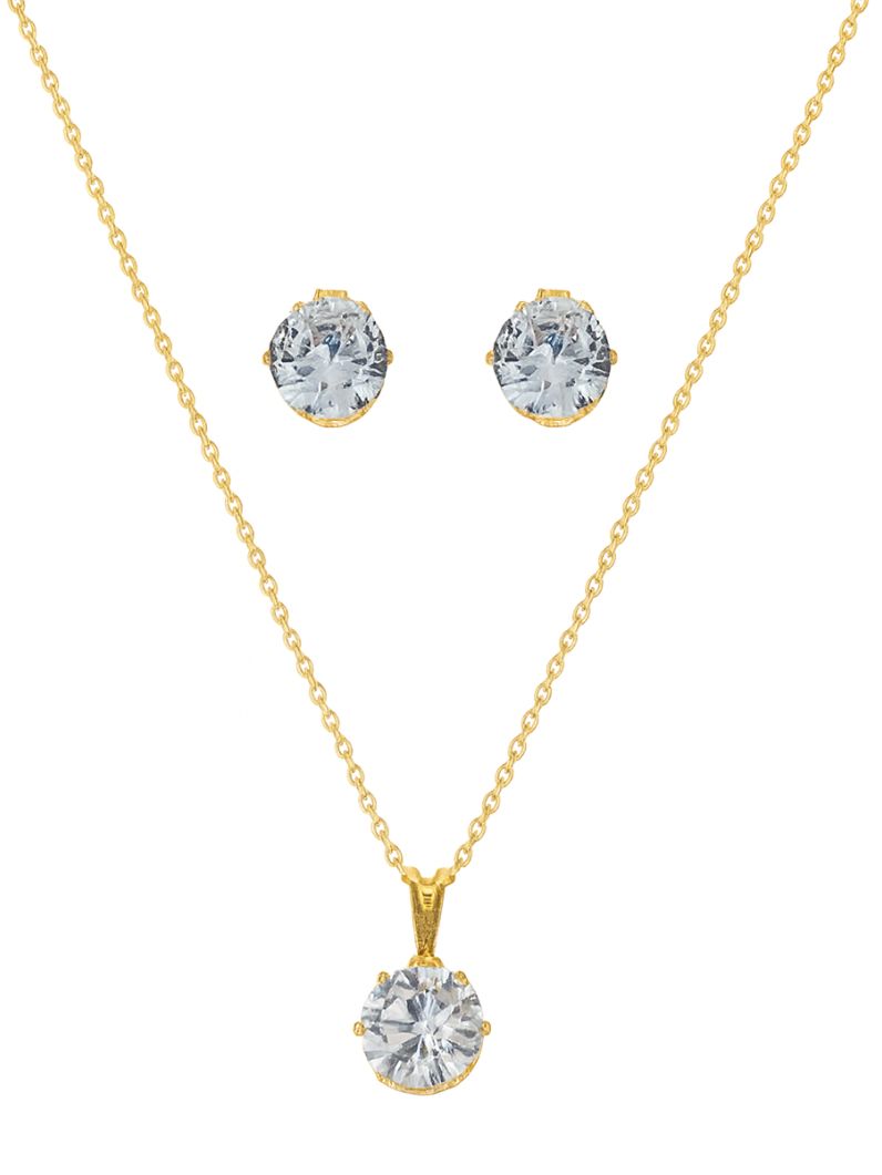 Conjunto Colar e Brinco Folheado a Ouro 18k e Prata Elo Mini Português Com Ponto De Luz