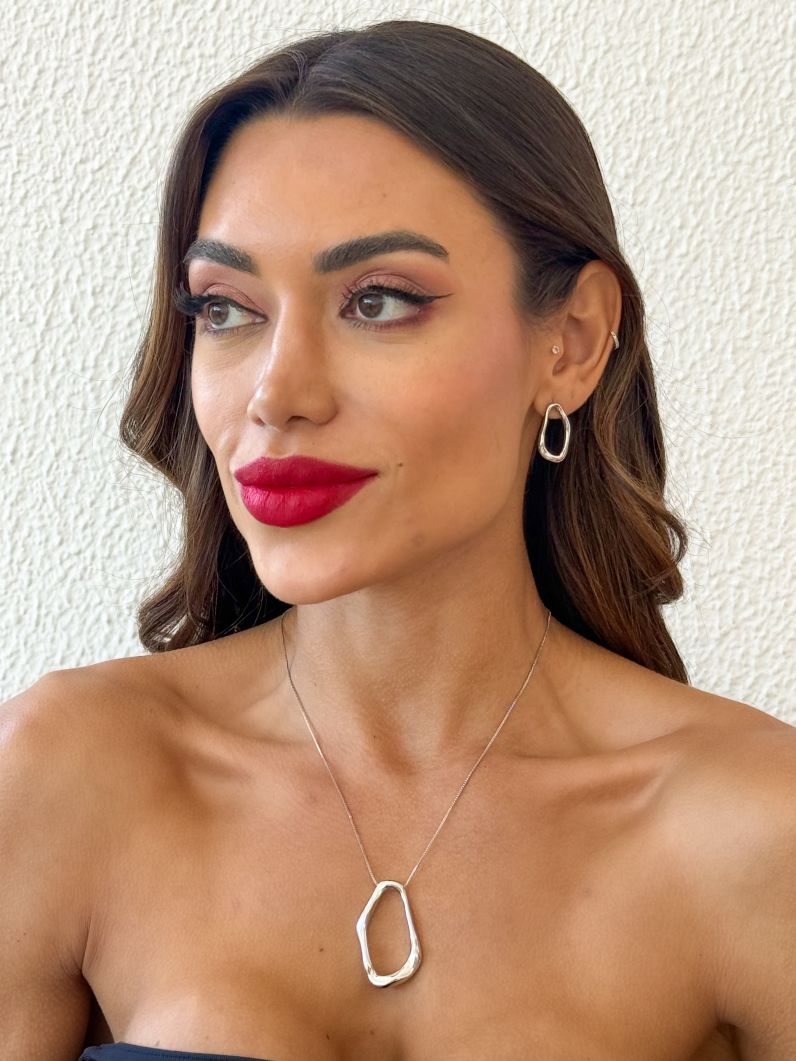 Conjunto Colar e Brinco Folheado a Ouro 18k e Prata Forma Vazada