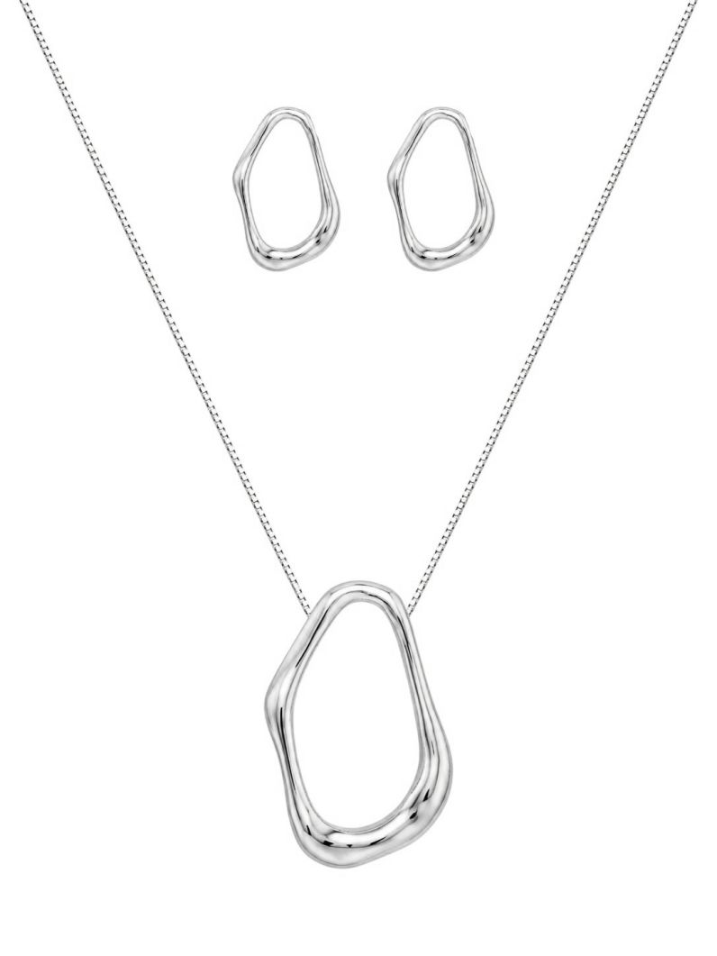 Conjunto Colar e Brinco Folheado a Ouro 18k e Prata Forma Vazada