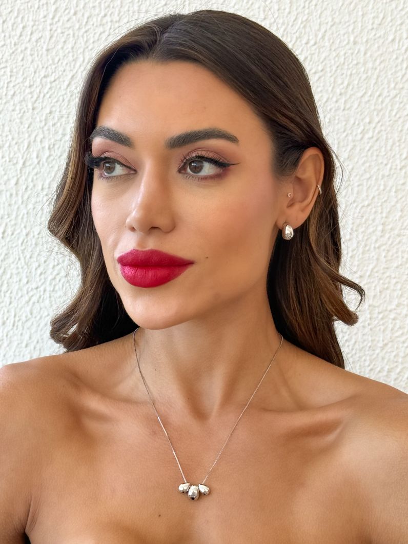 Conjunto Colar e Brinco Folheado a Ouro 18k e Prata Gota Lisa