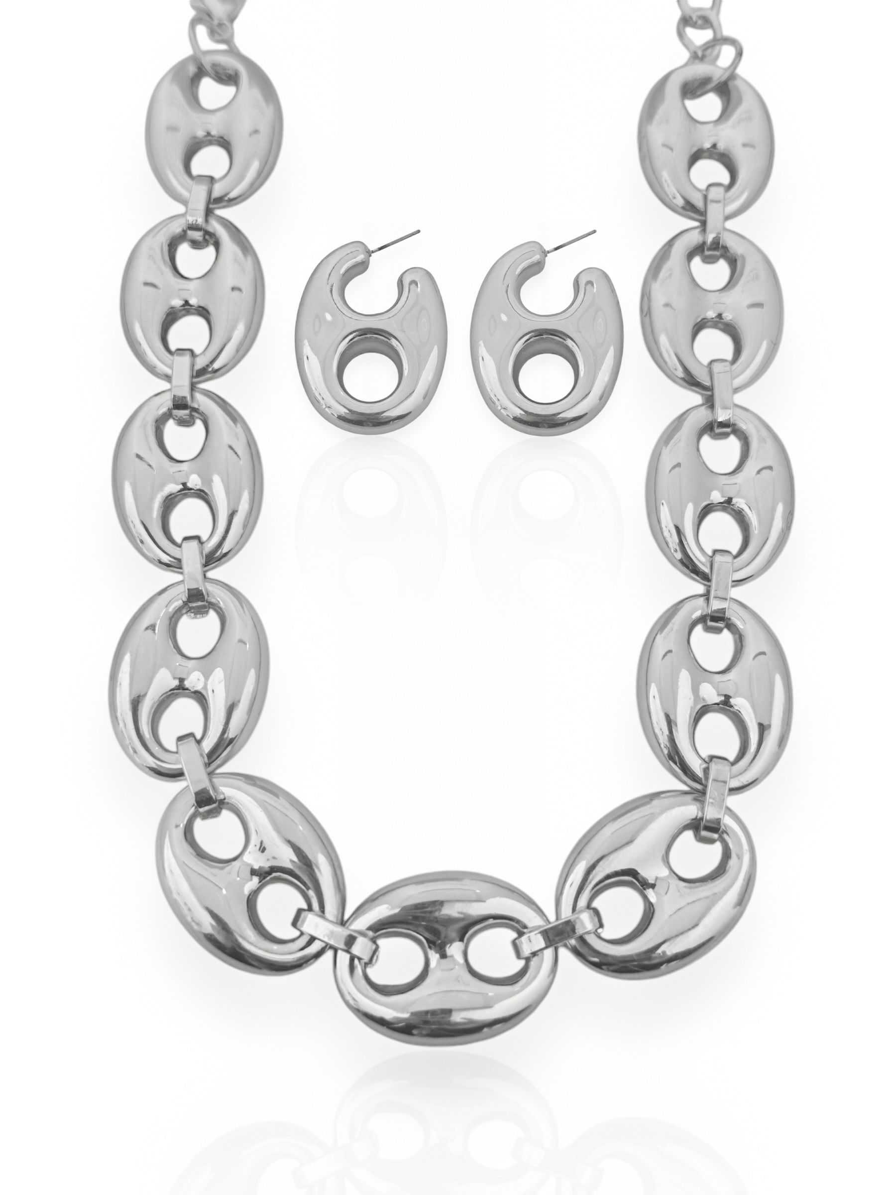 Conjunto Colar e Brinco Folheado a Ouro 18k e Prata Inspiração Joalheria M
