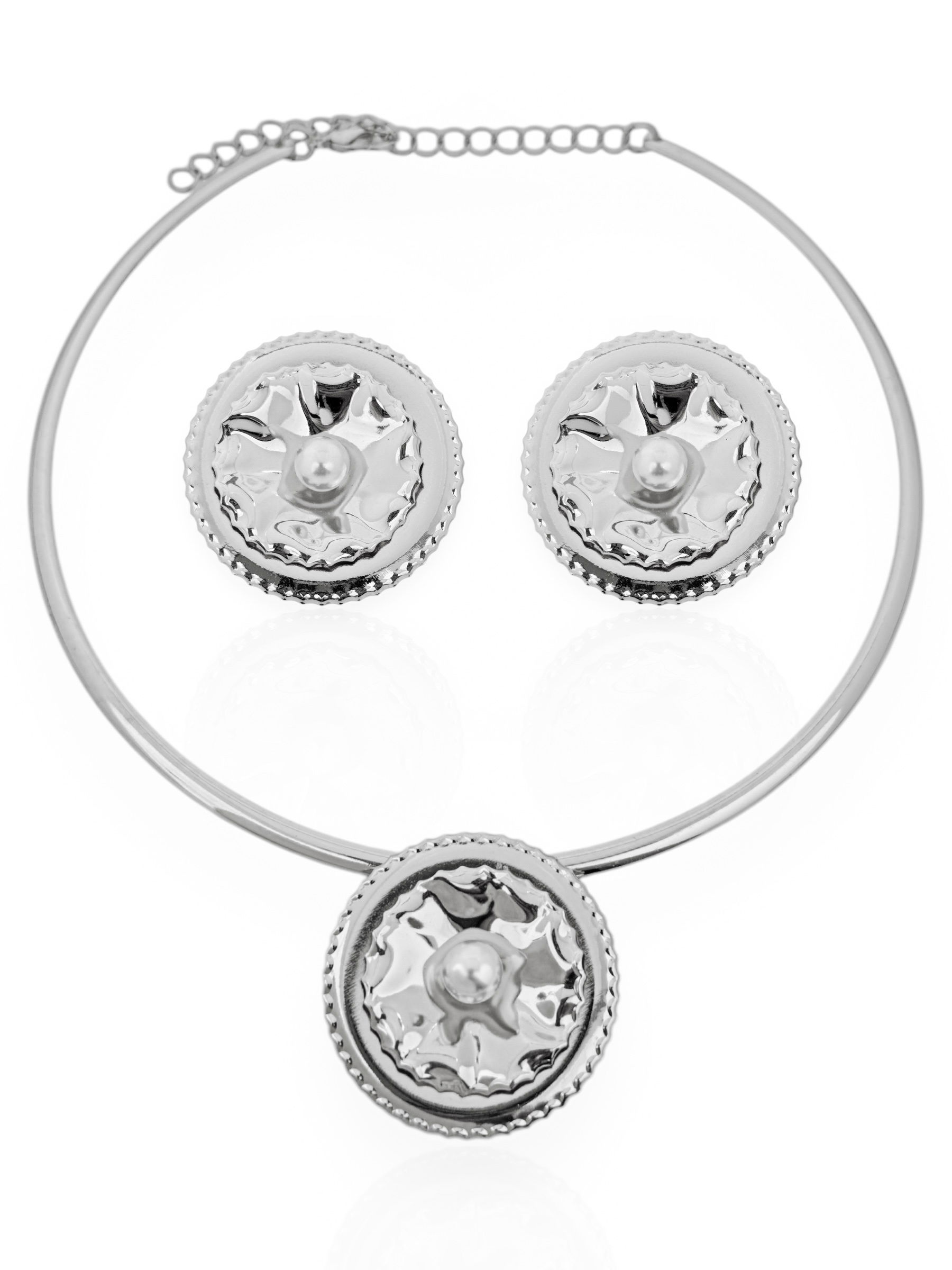 Conjunto Colar e Brinco Folheado a Ouro 18k e Prata Martelado