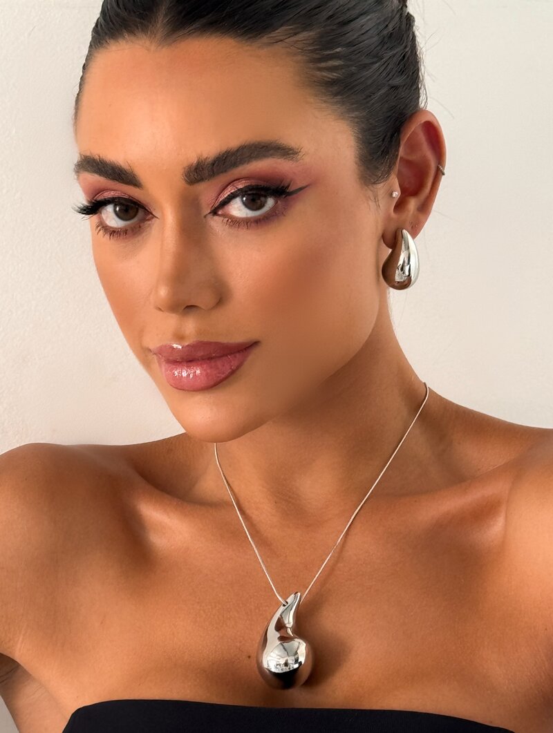 Conjunto Colar e Brinco Folheado a Ouro 18k e Prata Maxi Gota