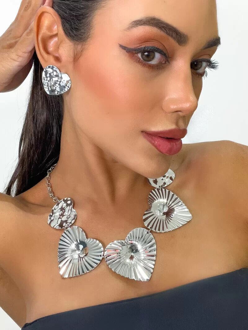 Conjunto Colar e Brinco Folheado a Ouro 18k e Prata Maya