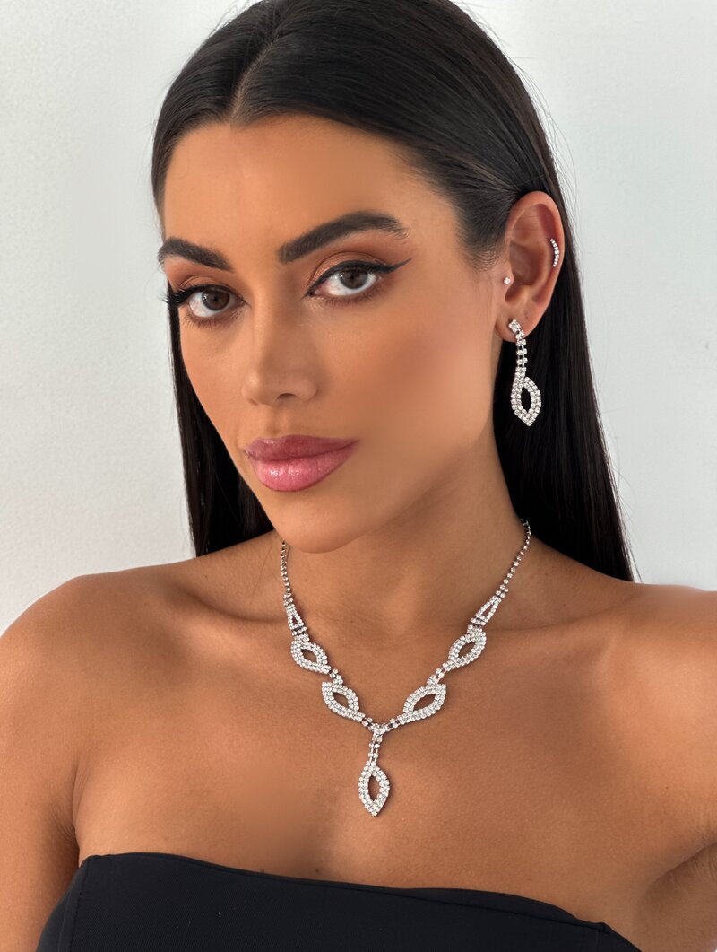 Conjunto Colar e Brinco Folheado a Ouro 18k e Prata Nívia