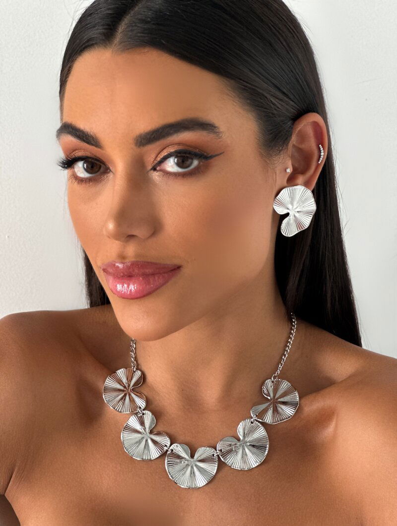 Conjunto Colar e Brinco Folheado a Ouro 18k e Prata Orgânico