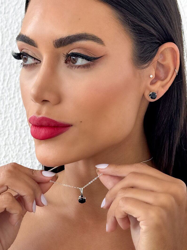 Conjunto Colar e Brinco Folheado a Ouro 18k e Prata Ponto de Luz