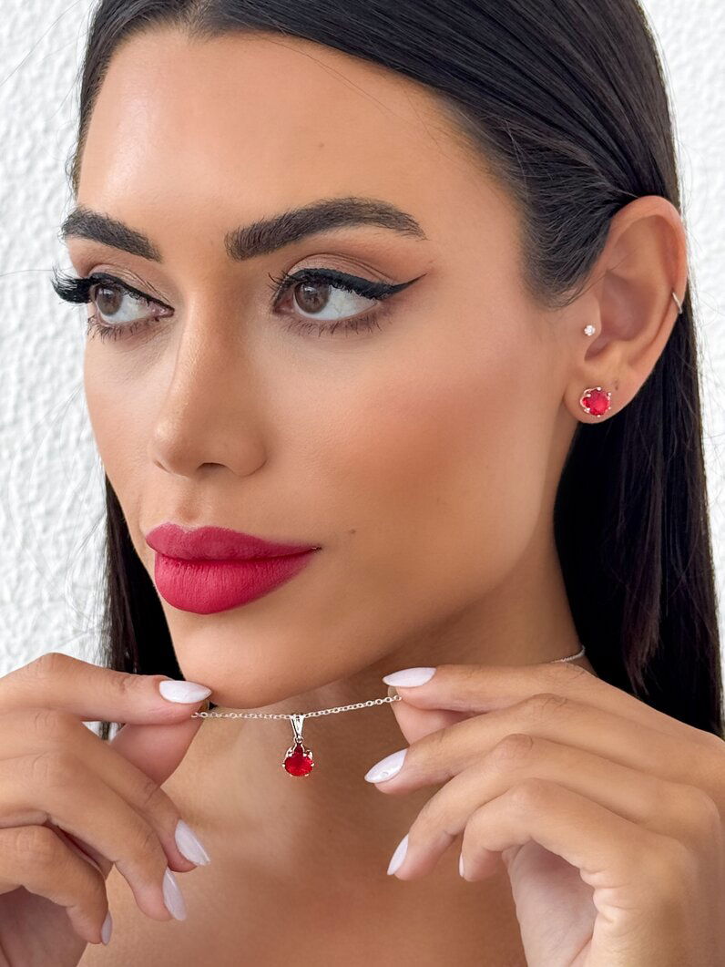 Conjunto Colar e Brinco Folheado a Ouro 18k e Prata Ponto de Luz