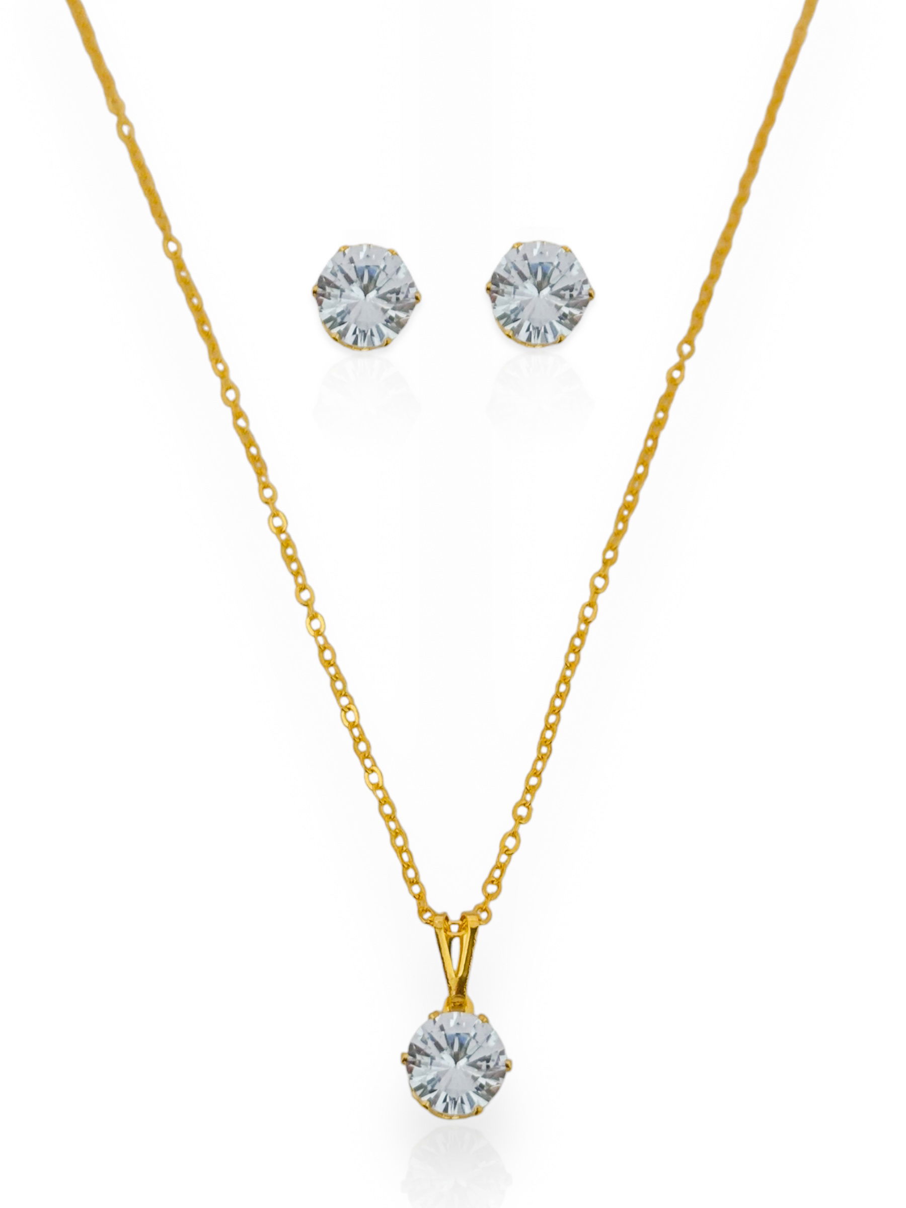 Conjunto Colar e Brinco Folheado a Ouro 18k e Prata Ponto de Luz