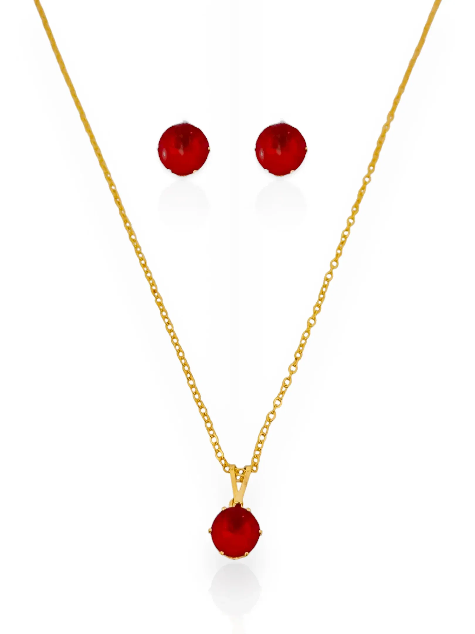 Conjunto Colar e Brinco Folheado a Ouro 18k e Prata Ponto de Luz