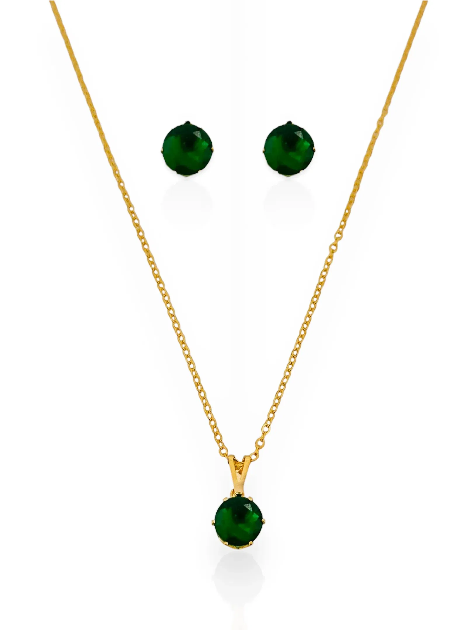 Conjunto Colar e Brinco Folheado a Ouro 18k e Prata Ponto de Luz