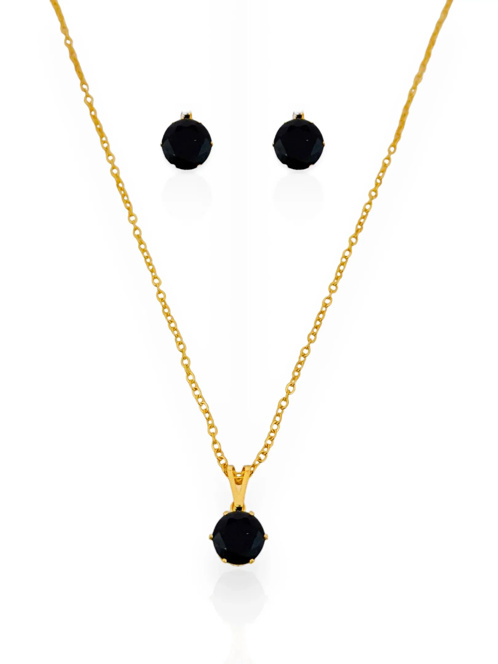 Conjunto Colar e Brinco Folheado a Ouro 18k e Prata Ponto de Luz