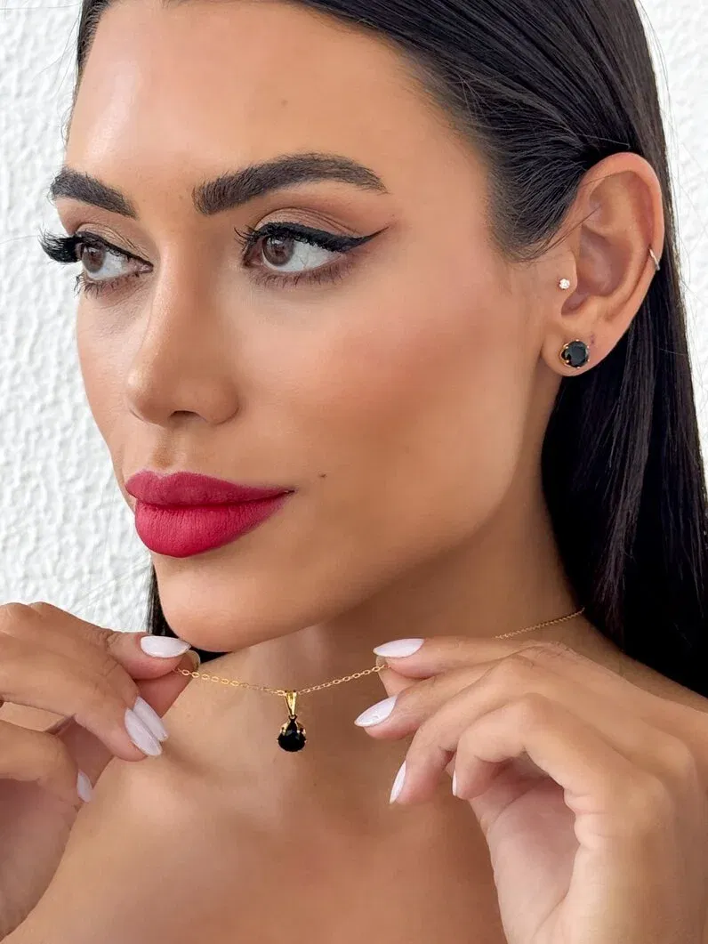 Conjunto Colar e Brinco Folheado a Ouro 18k e Prata Ponto de Luz