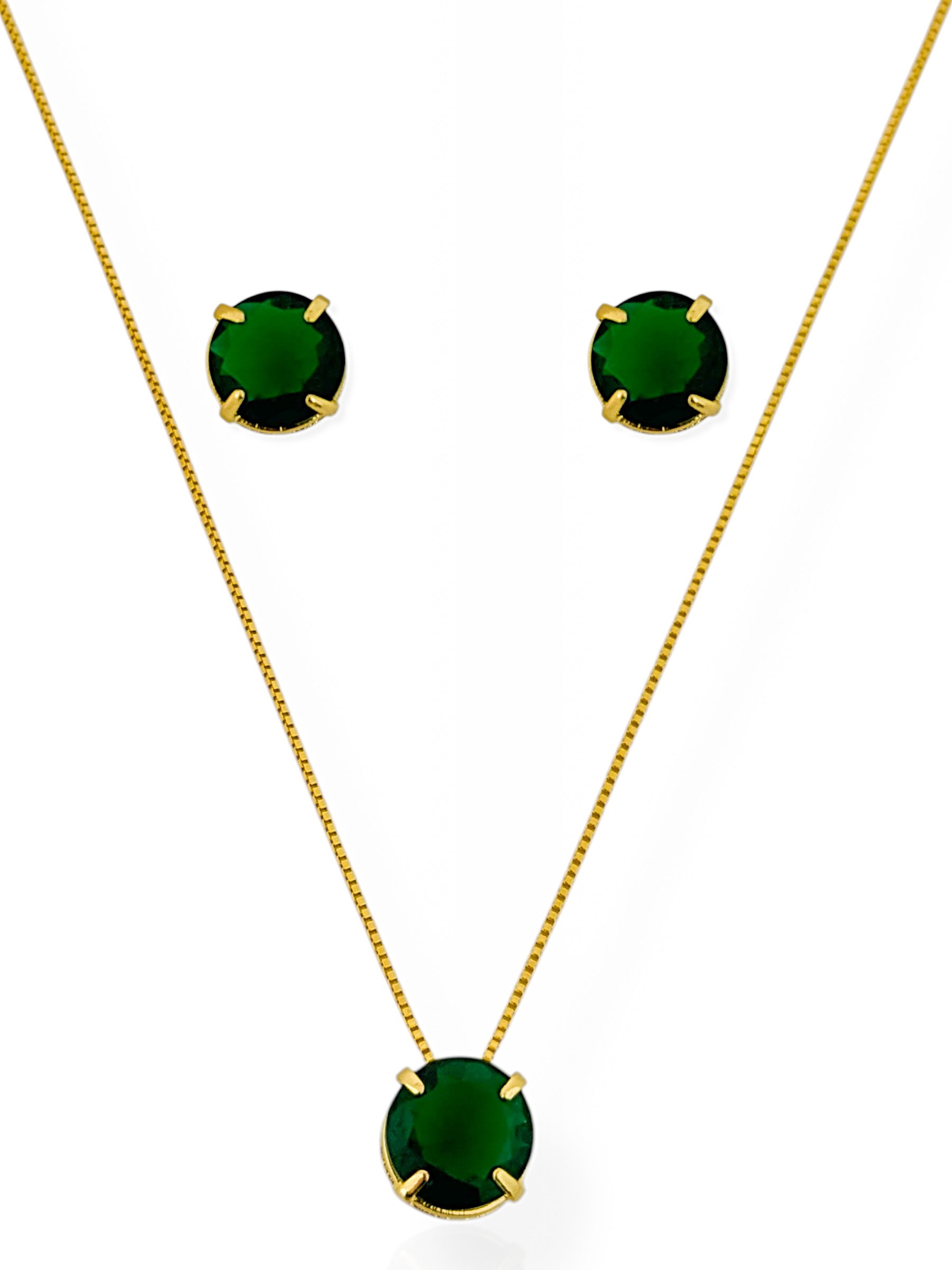 Conjunto Colar e Brinco Folheado a Ouro 18k e Prata Ponto de luz