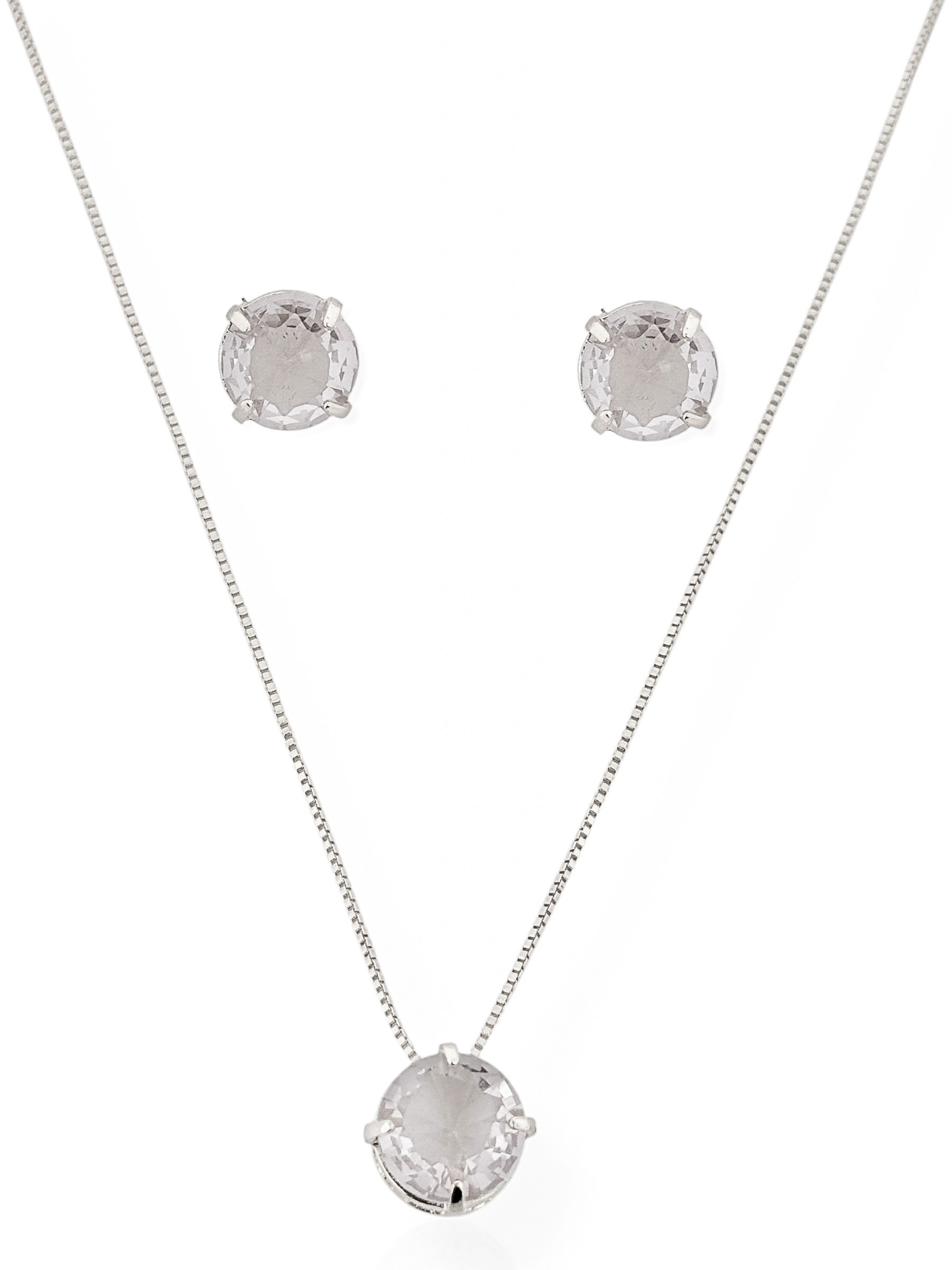 Conjunto Colar e Brinco Folheado a Ouro 18k e Prata Ponto de luz