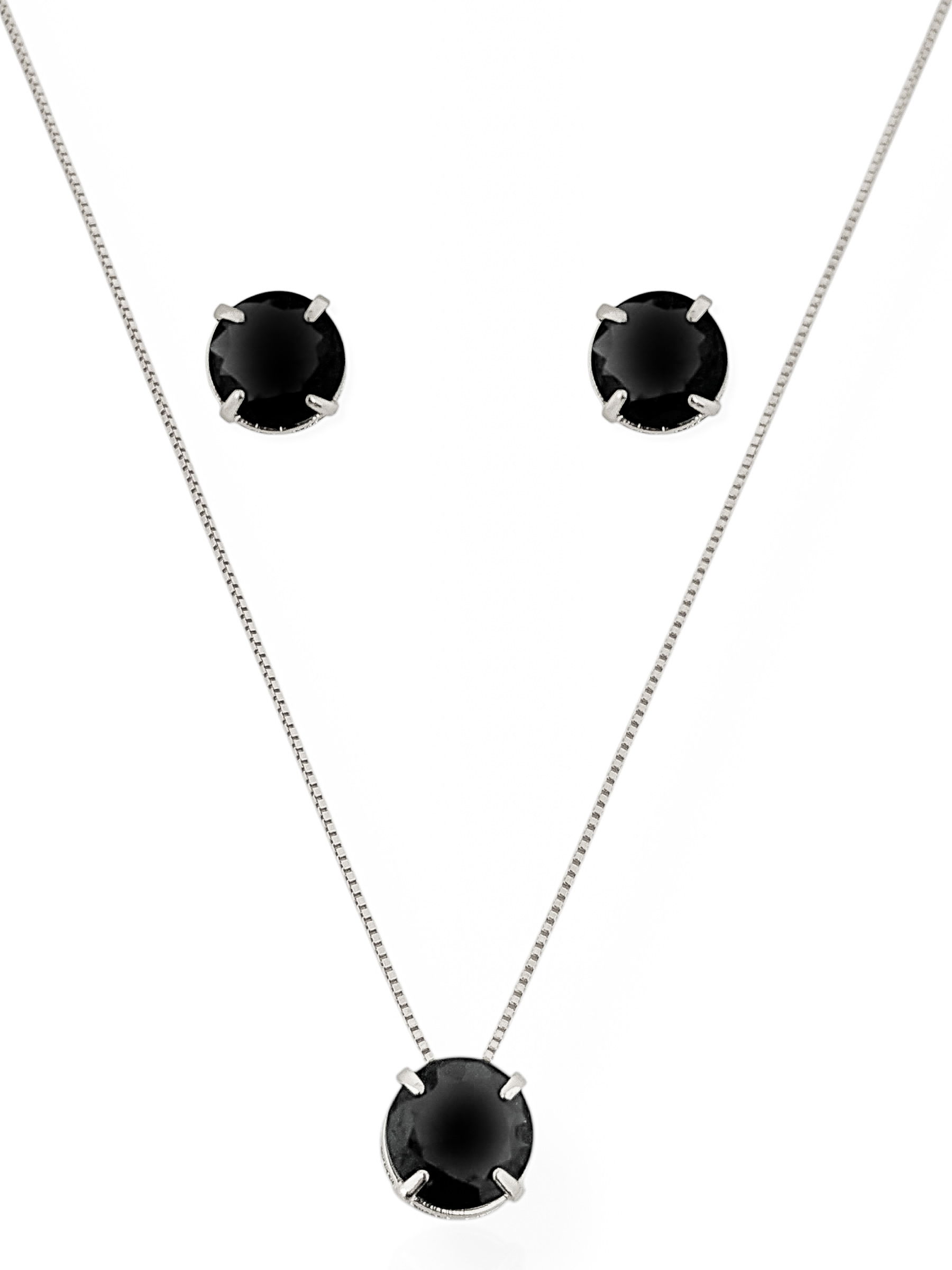 Conjunto Colar e Brinco Folheado a Ouro 18k e Prata Ponto de luz