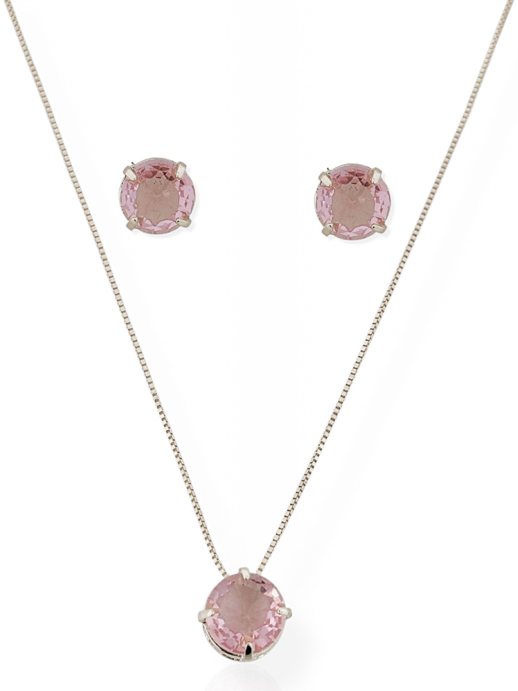 Conjunto Colar e Brinco Folheado a Ouro 18k e Prata Ponto de luz
