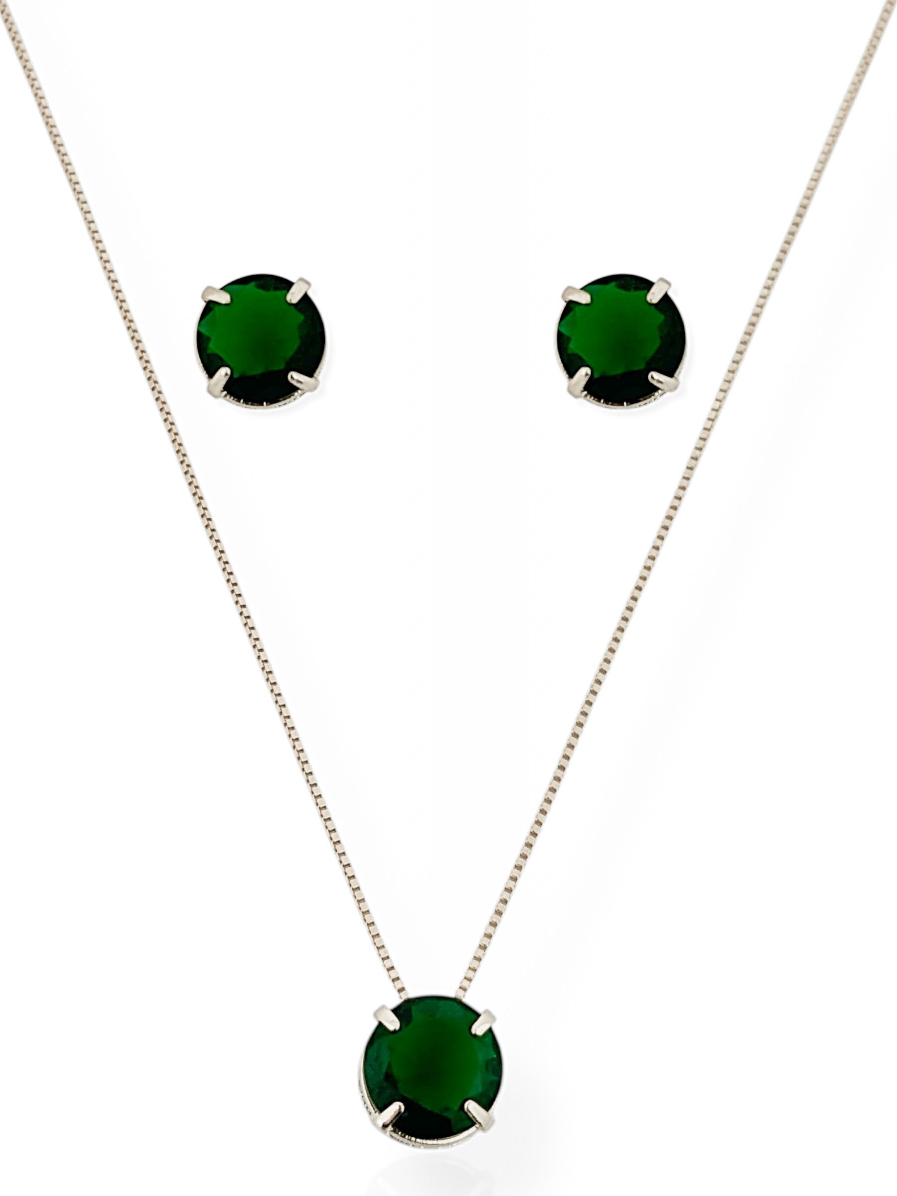 Conjunto Colar e Brinco Folheado a Ouro 18k e Prata Ponto de luz