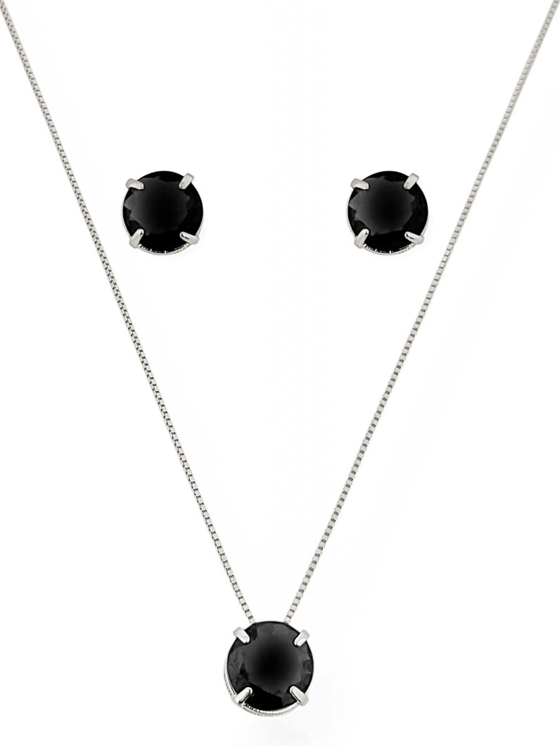 Conjunto Colar e Brinco Folheado a Ouro 18k e Prata Ponto de luz