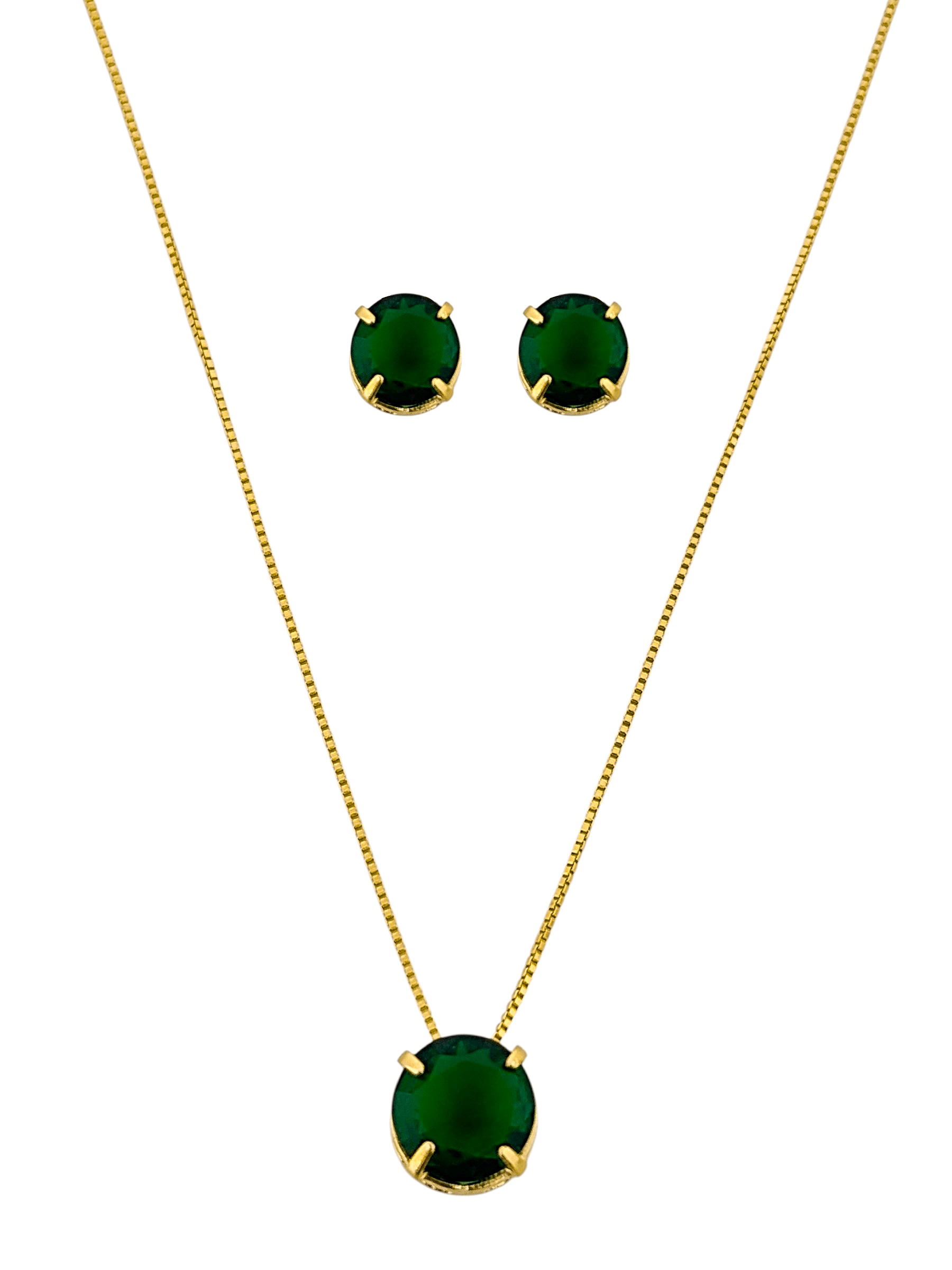 Conjunto Colar e Brinco Folheado a Ouro 18k e Prata Ponto de luz