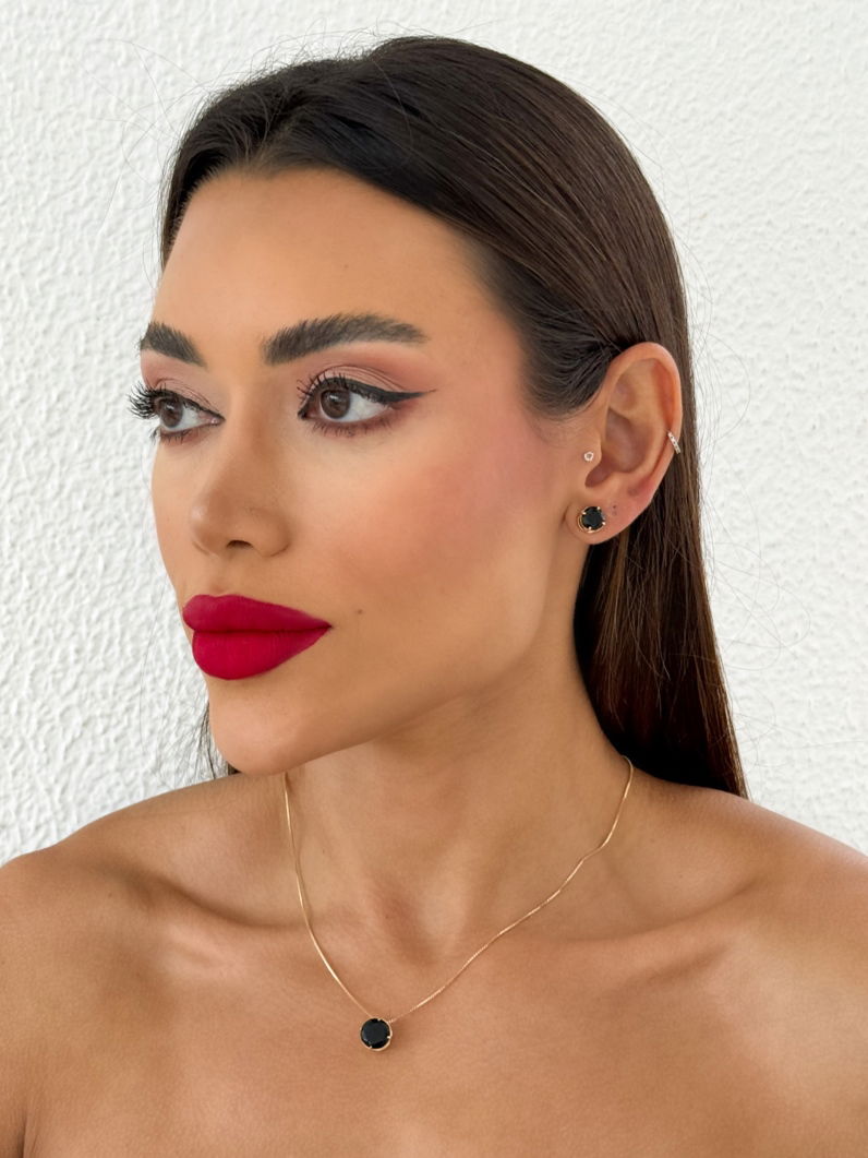 Conjunto Colar e Brinco Folheado a Ouro 18k e Prata Ponto de luz
